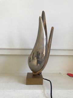 Nickel "Flamme" Table Lamp by Michel Dumas for Maison Charles