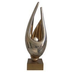 Nickel "Flamme" Table Lamp by Michel Dumas for Maison Charles