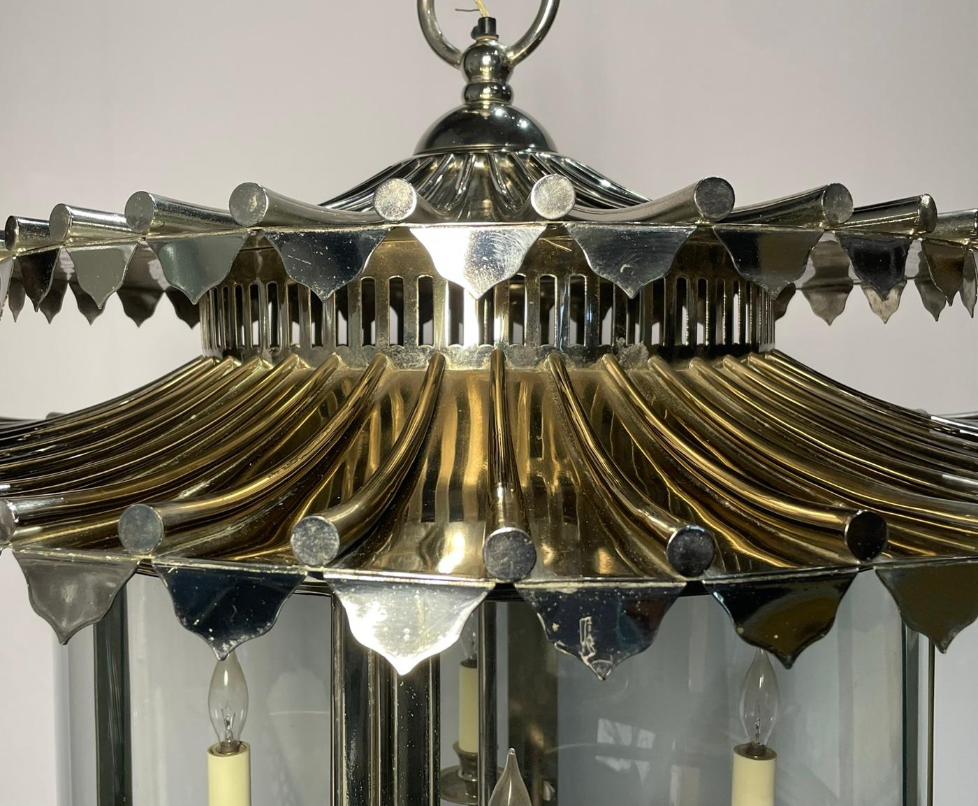 Nickel & Glass Chandelier Made in England by Charles Edwards For Sale 1