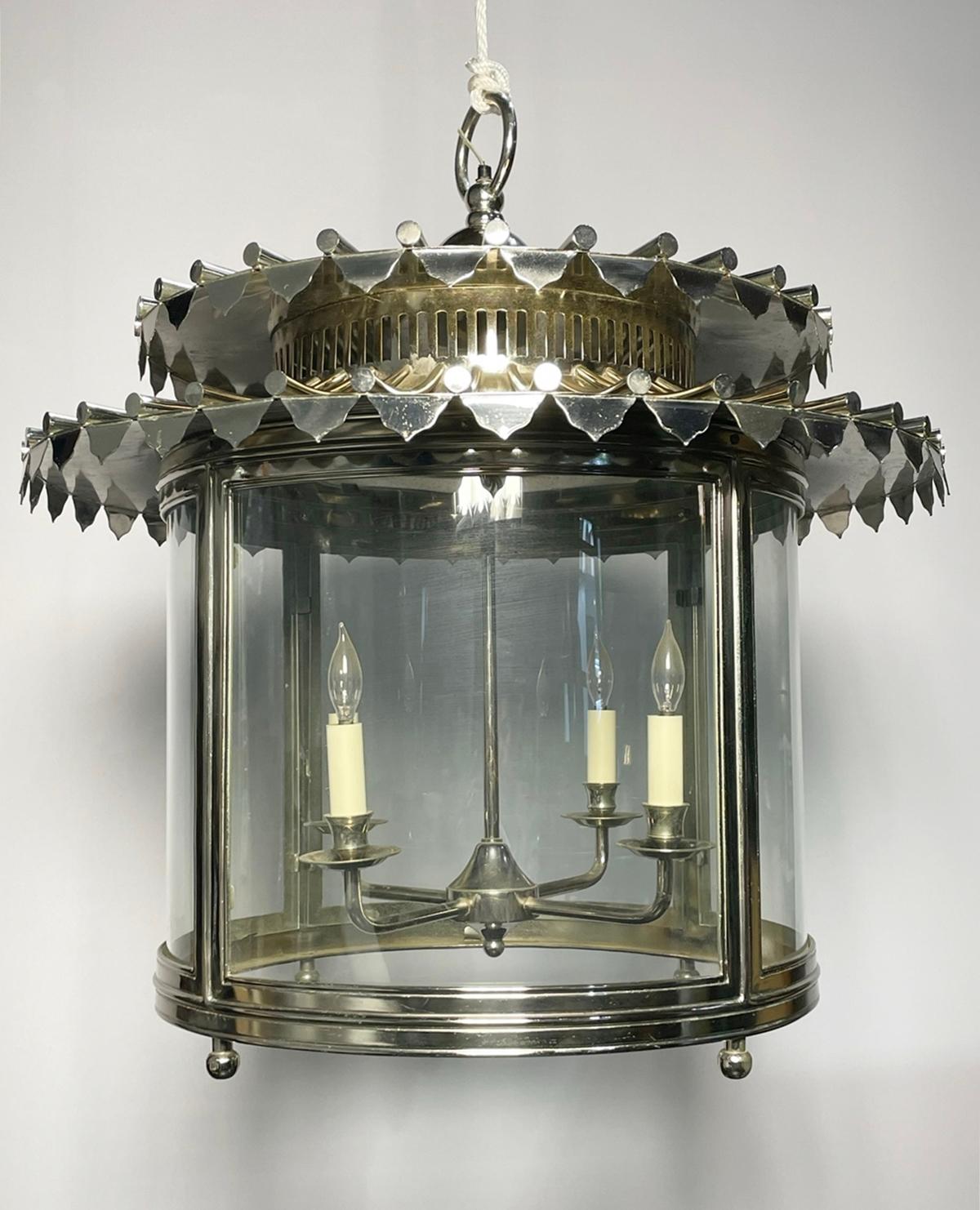 Kronleuchter aus Nickel und Glas, hergestellt in England von Charles Edwards (Regency) im Angebot