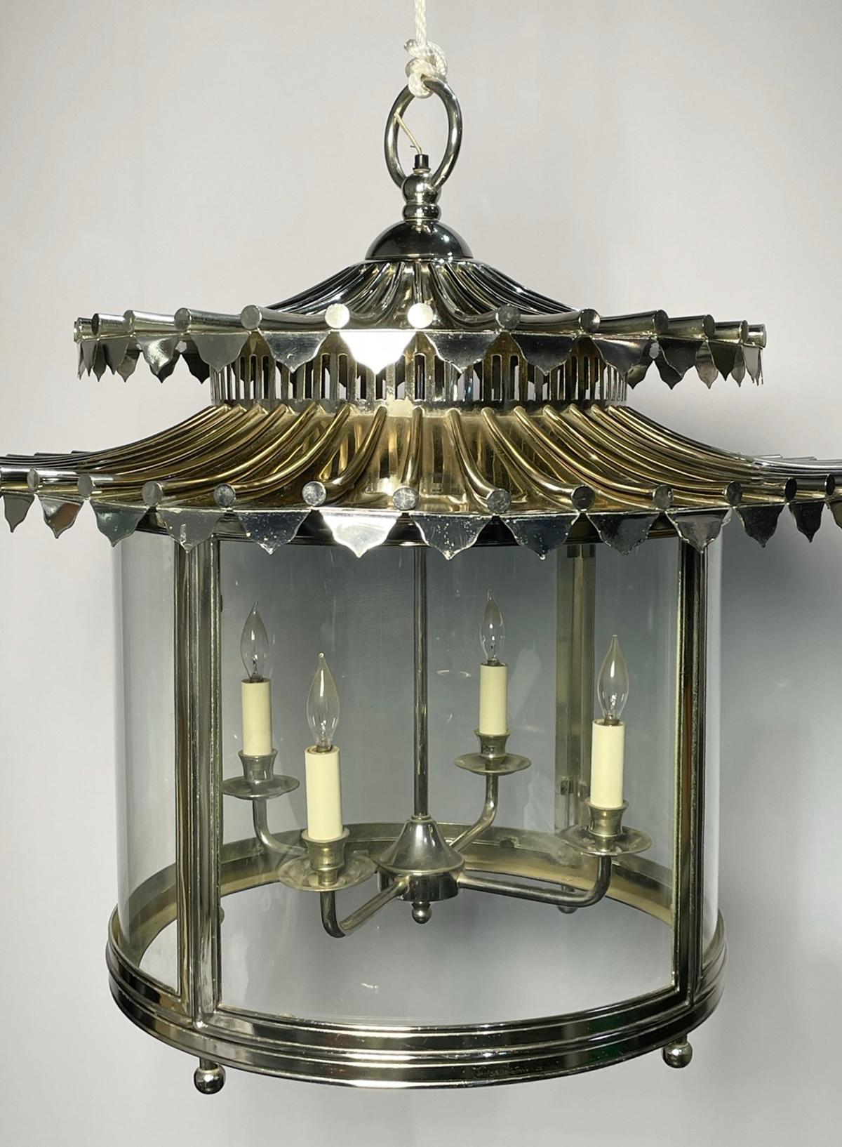 Regency Nickel & Glass Chandelier Made in England by Charles Edwards For Sale