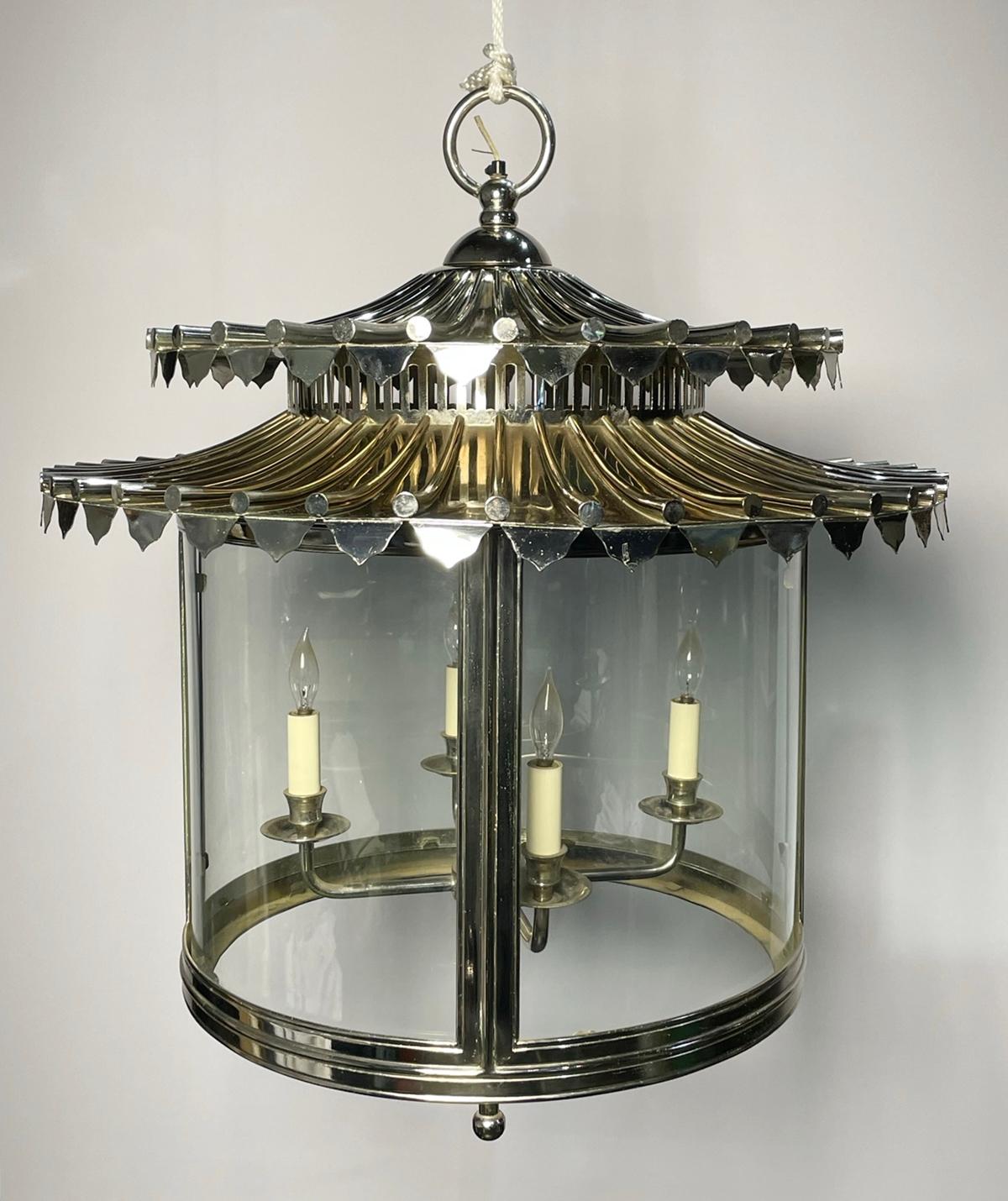 English Nickel & Glass Chandelier Made in England by Charles Edwards For Sale