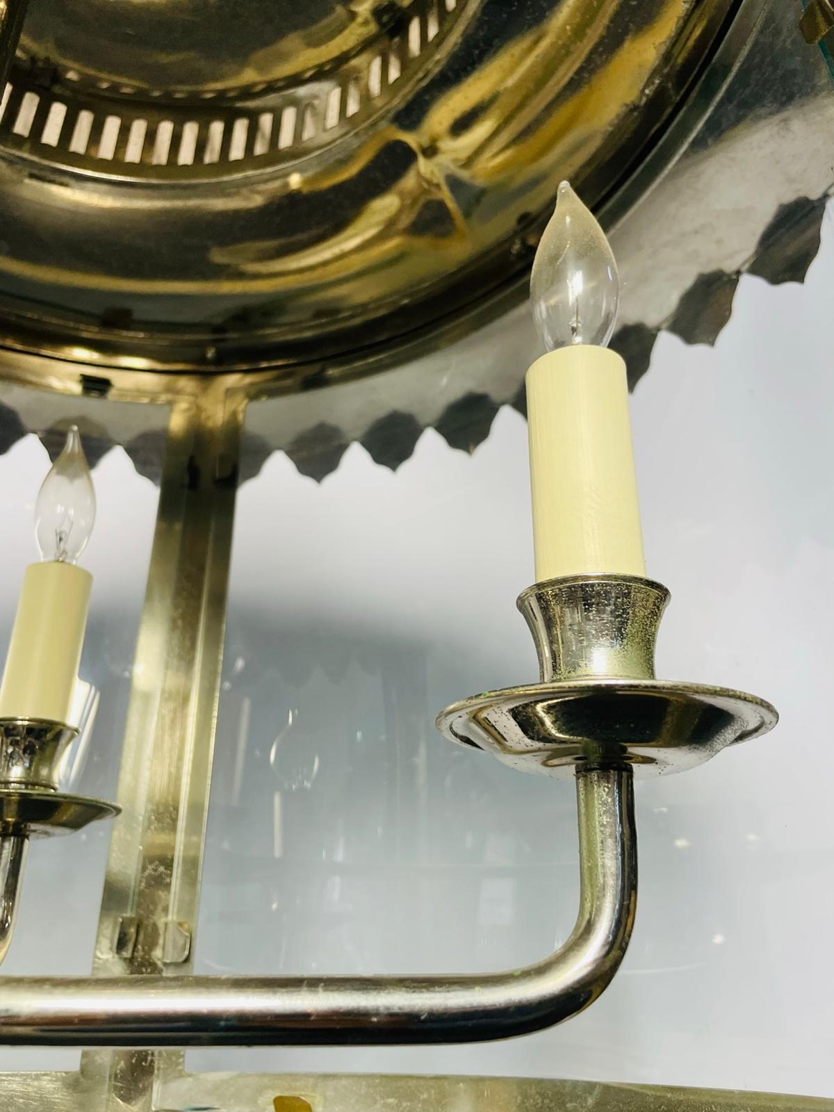 Plated Nickel & Glass Chandelier Made in England by Charles Edwards For Sale