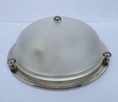 Nickel & Glass Light w/ Grek Key Detail by Vaughan