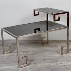 Nickel & Granite Greek Key Two Tier Side Table by Global Views
