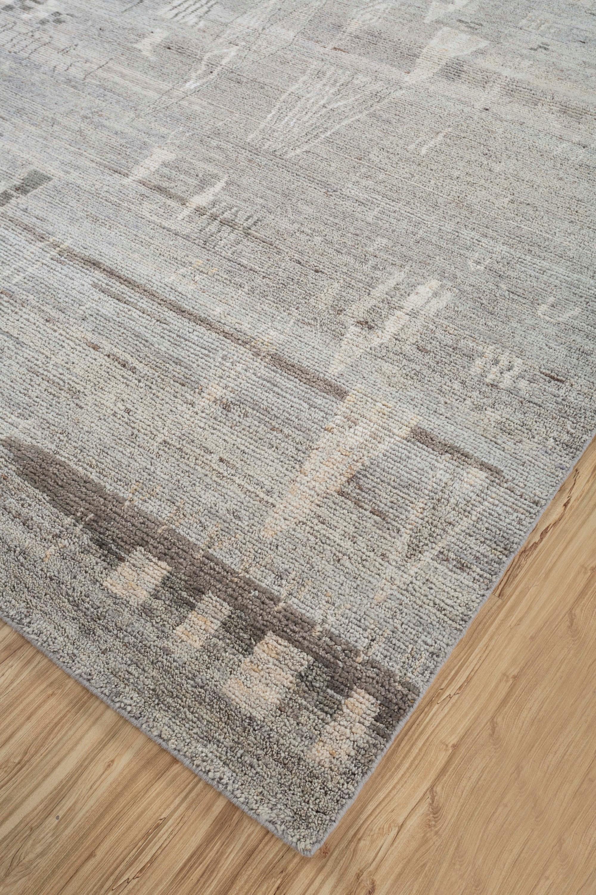 Mid-Century Modern Nickel Harmony Hand-Knotted Rug For Sale