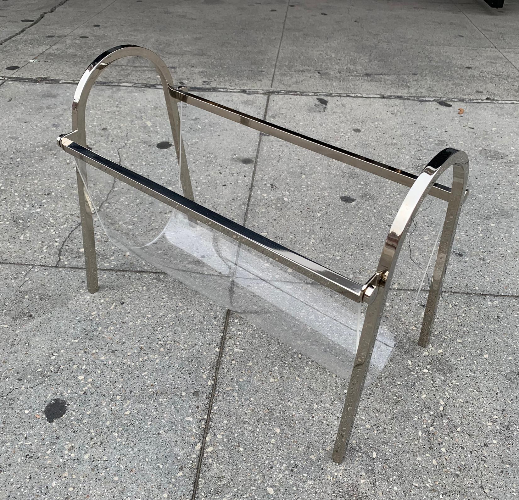 Portariviste in nichel e lucite di Charles Hollis Jones, Collezione Arched in vendita 3
