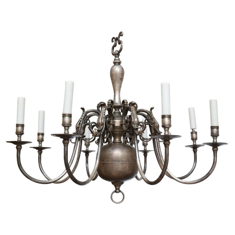 Nickel on Bronze Dutch Chandelier For Sale at 1stDibs