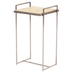 Nickel over Iron Drink Table with Parchment Tops, Contemporary
