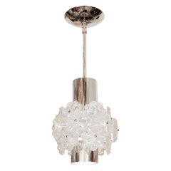 Vintage Nickel Pendant Fixture with Lucite Flower Clusters