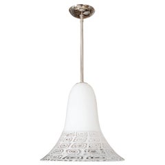 Nickel Pendant Fixture with Patterned Glass Shade