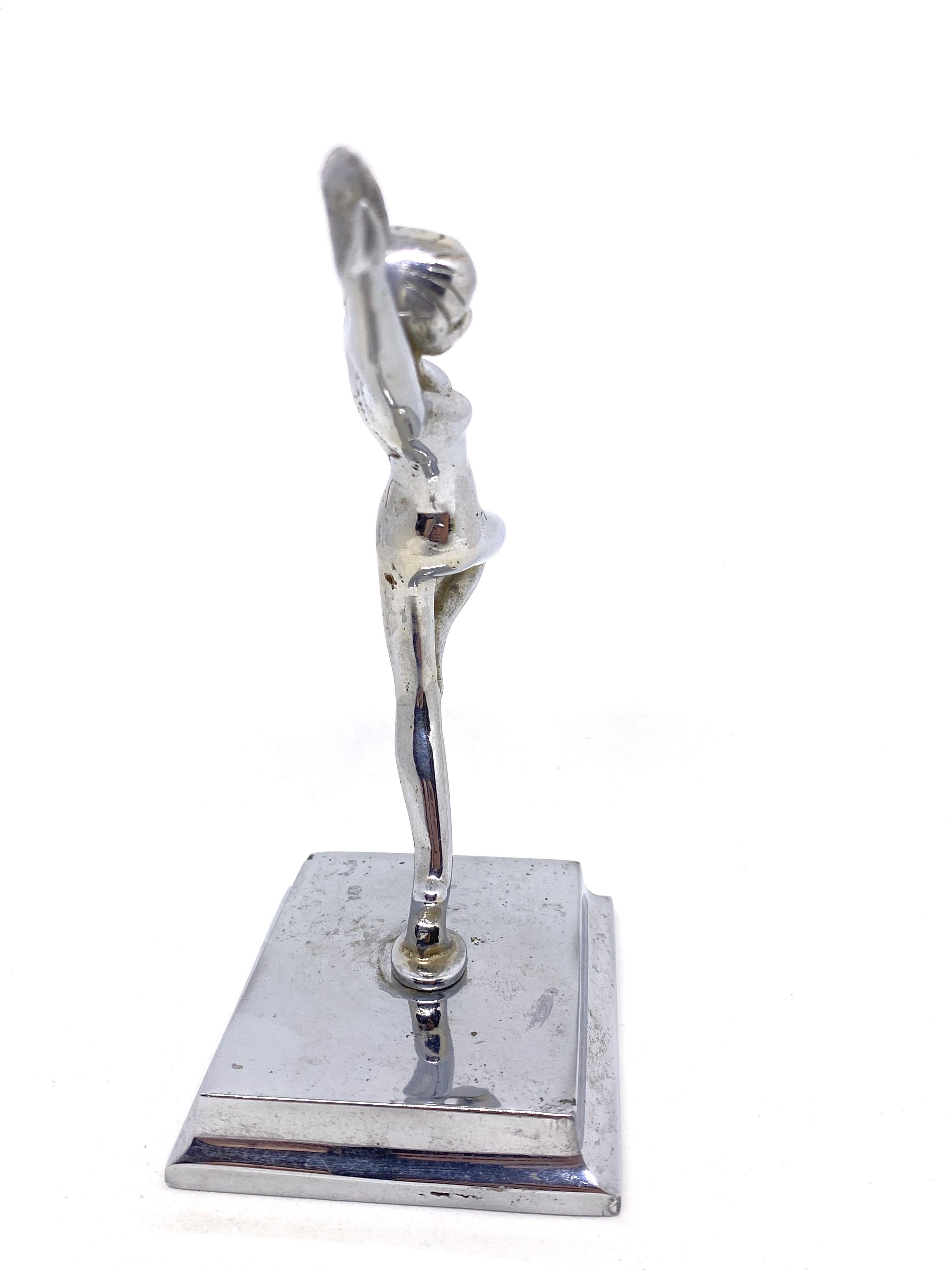 Nickel Plate Dancing Nude Girl Statue Art Deco Style Vienna Austria Nickel Plate Dancing Nude Girl Statue Art Deco Style Vienna Austria