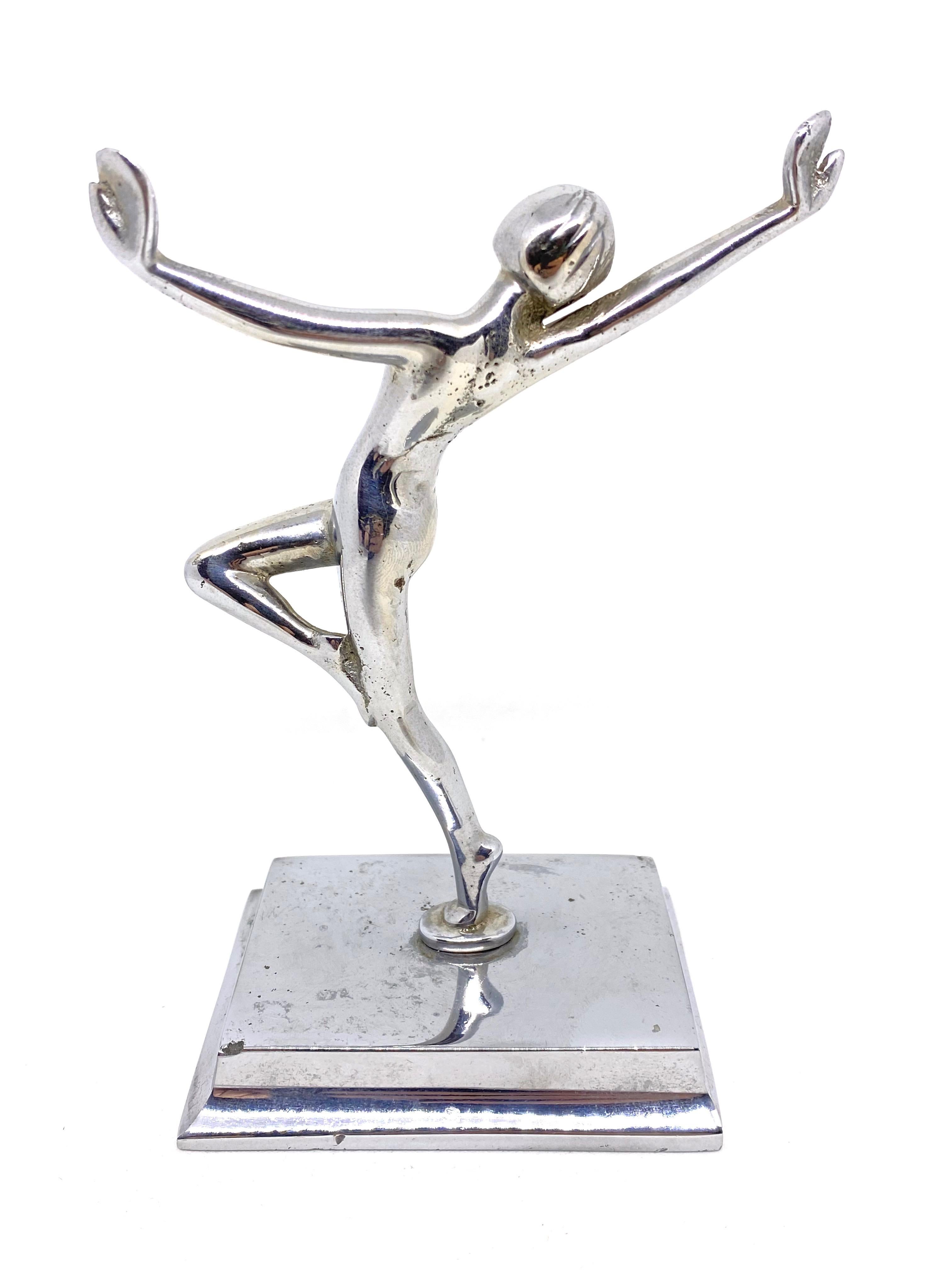 Nickel Plate Dancing Nude Girl Statue Art Deco Style Vienna Austria Nickel Plate Dancing Nude Girl Statue Art Deco Style Vienna Austria