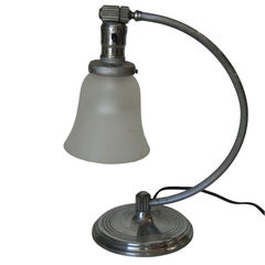 Nickel-Plated Accent Table Lamp with Frosted Bell Lamp Shade