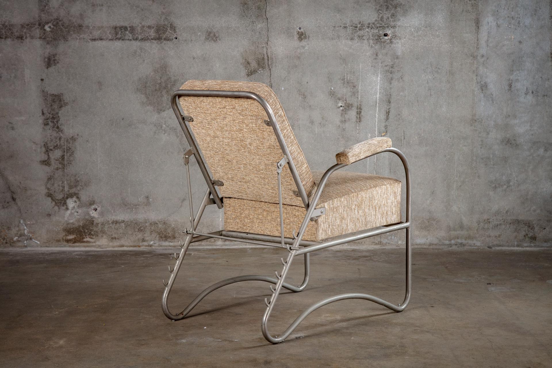 Reclineable nickel-plated adjustable armchair, German or Austrian, 1930s.