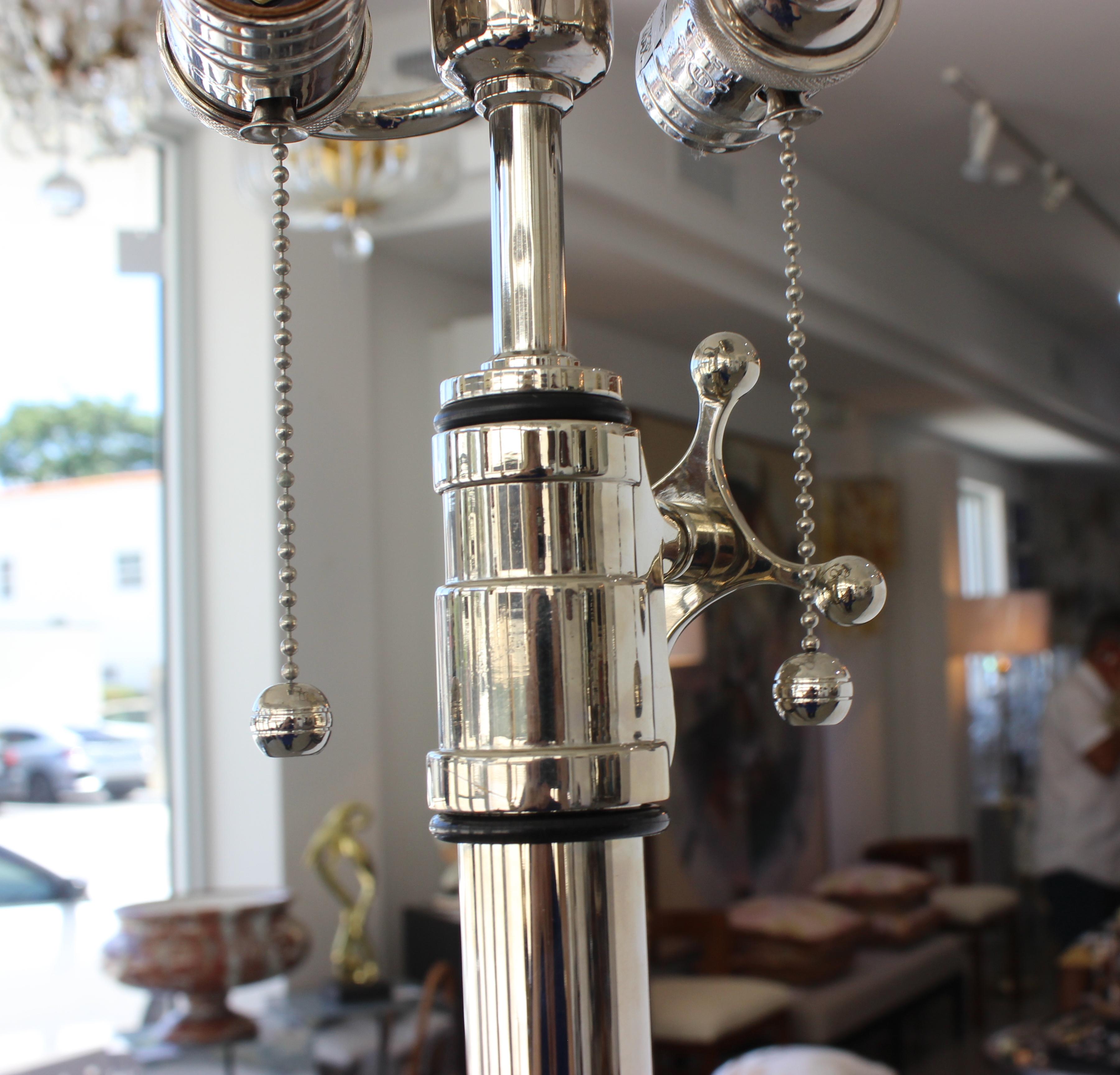 Contemporary Nickel Plated Adjustable Floor Lamp