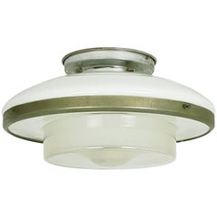 Nickel-Plated and Glass 1930s Flush Mount Lamp by Otto Müller for Sistrah