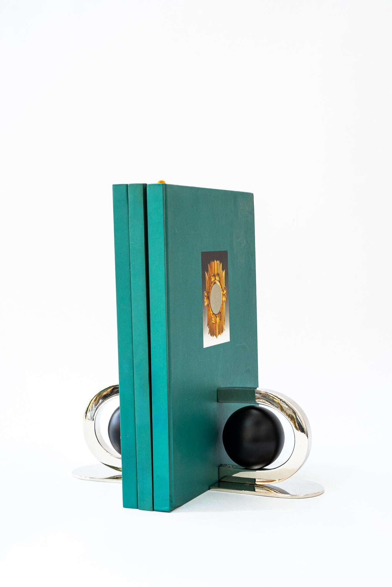 Austrian Nickel- plated art deco bookends vienna around 1920s For Sale