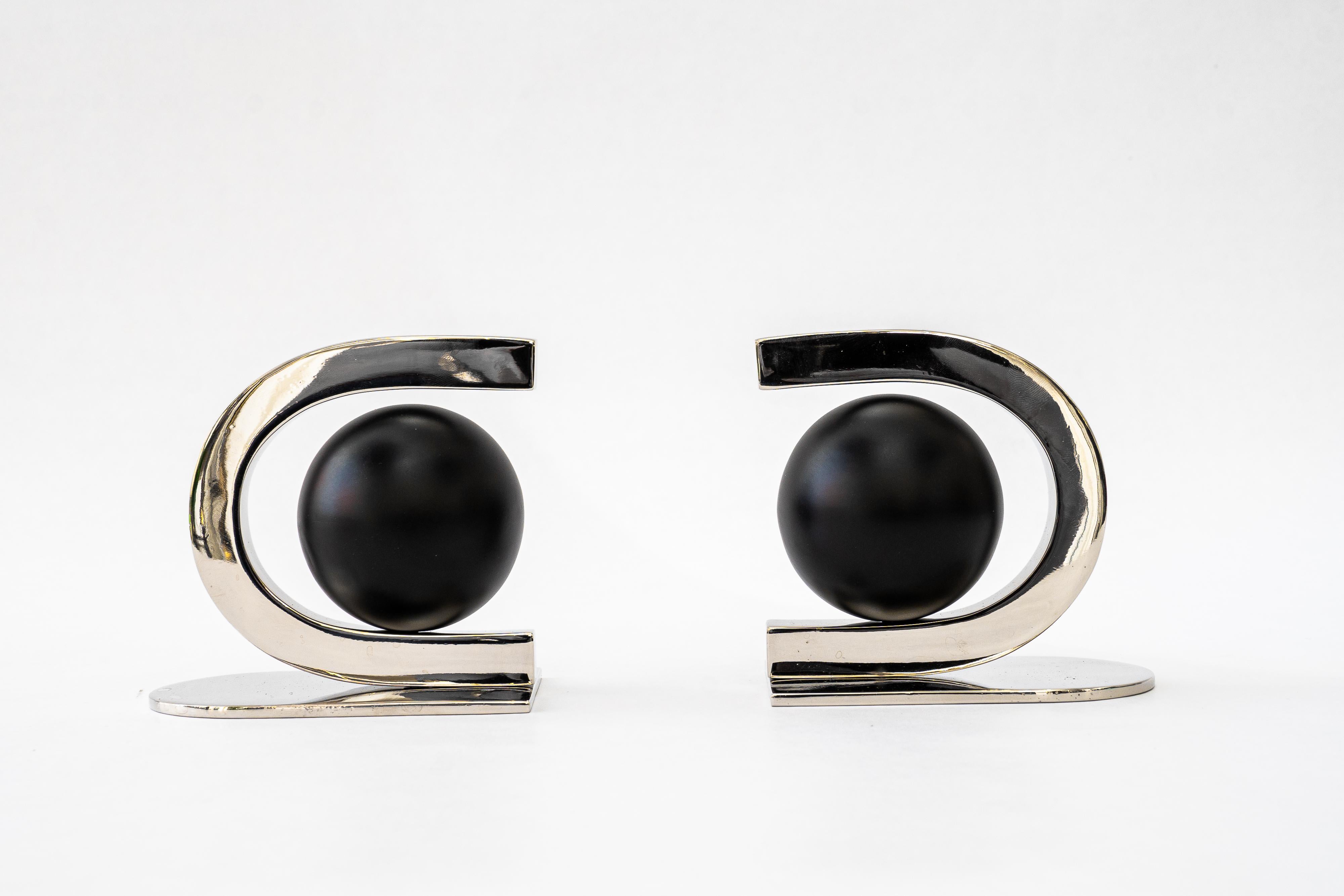 Plated Nickel- plated art deco bookends vienna around 1920s For Sale