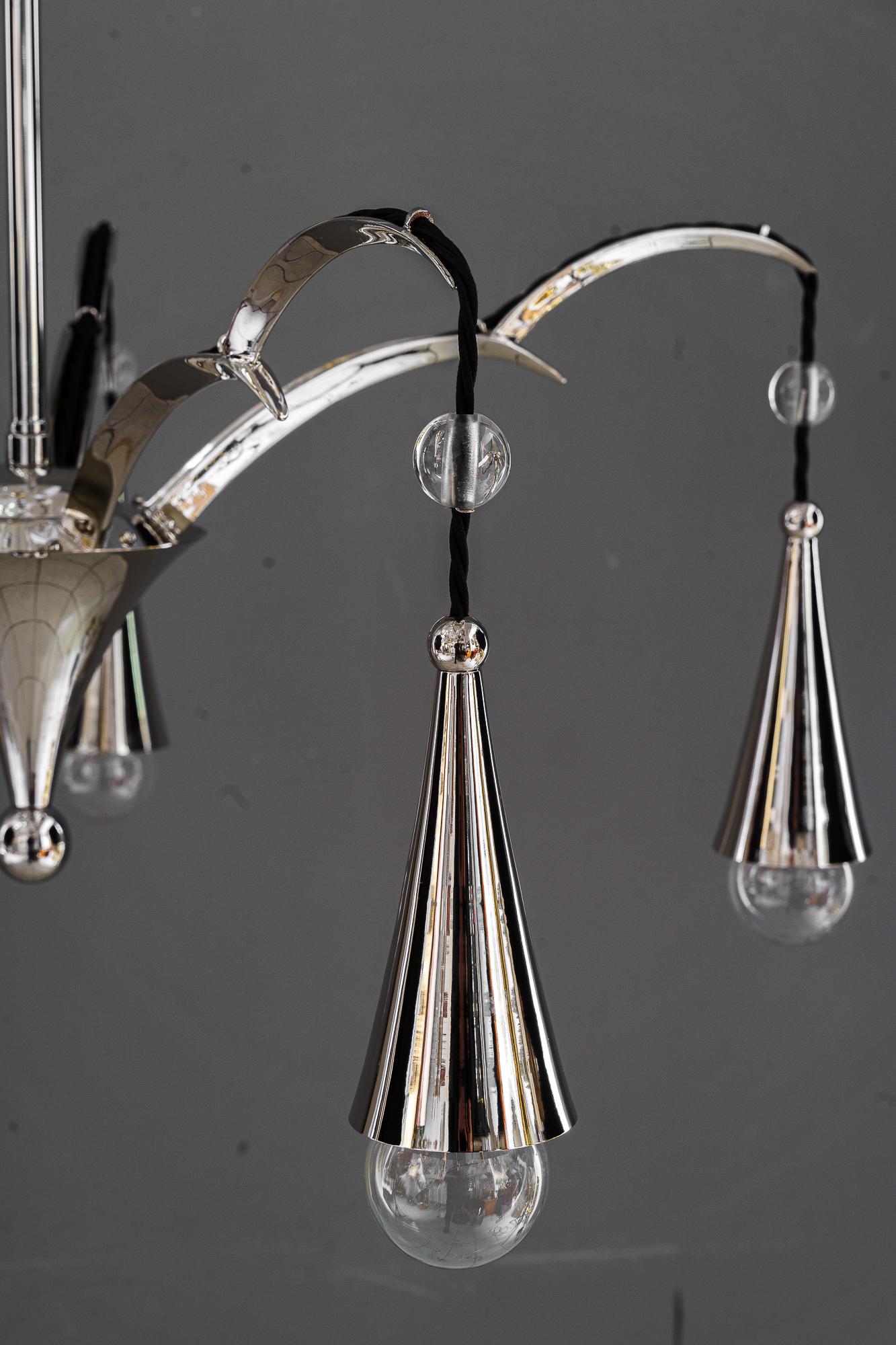 Austrian Nickel - Plated art deco chandelier vienna around 1920s For Sale