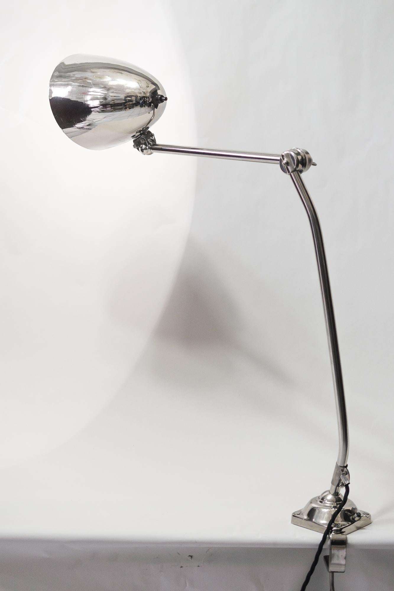 Nickel-Plated Art Deco Clamp Lamp, Vienna, Around 1920s For Sale 7