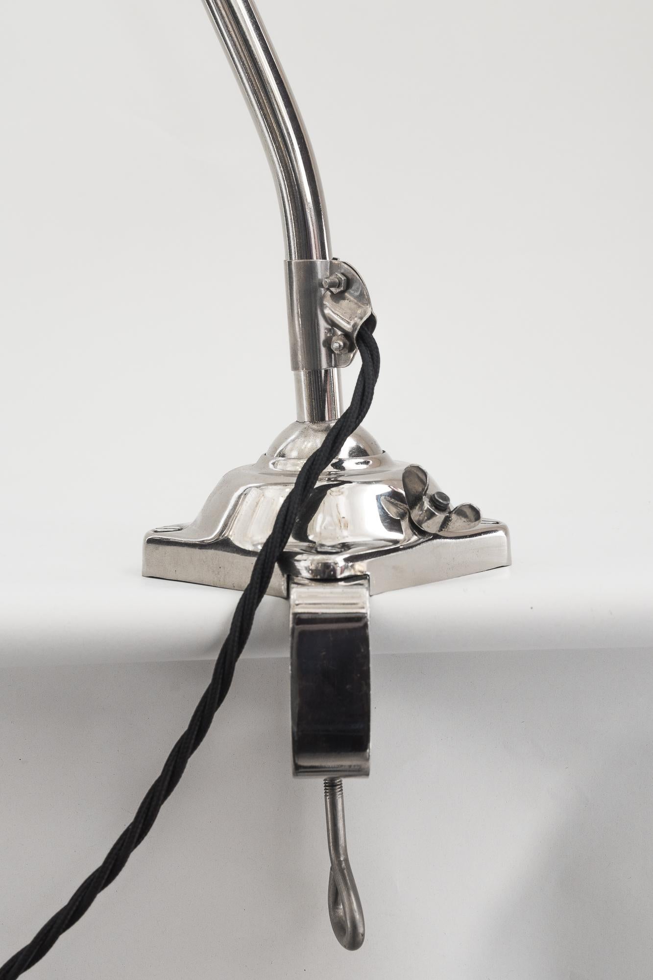 Early 20th Century Nickel-Plated Art Deco Clamp Lamp, Vienna, Around 1920s For Sale