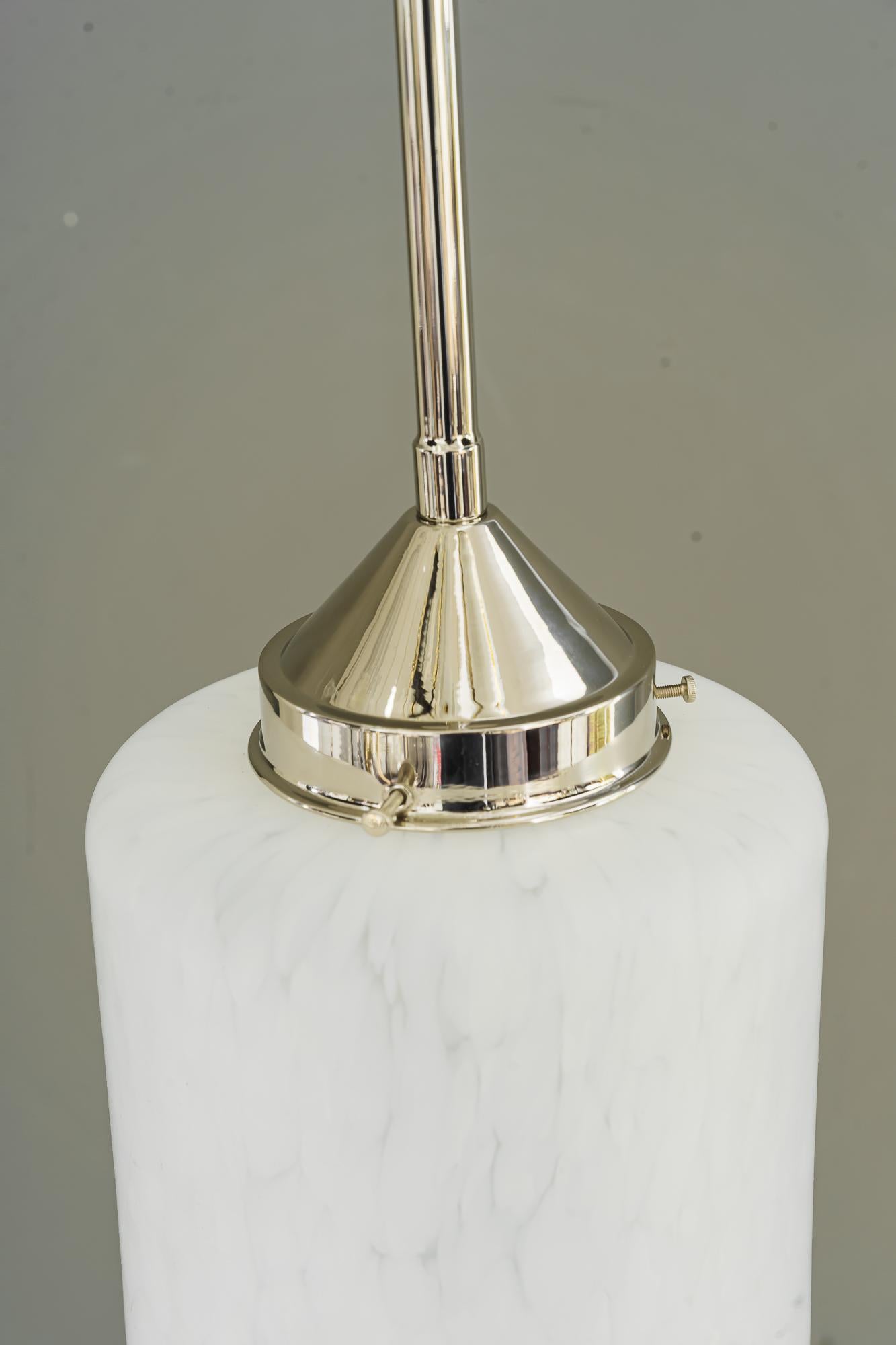 Nickel-Plated Art Deco Pendant with Glass Shade Vienna Around 1920s For Sale 10