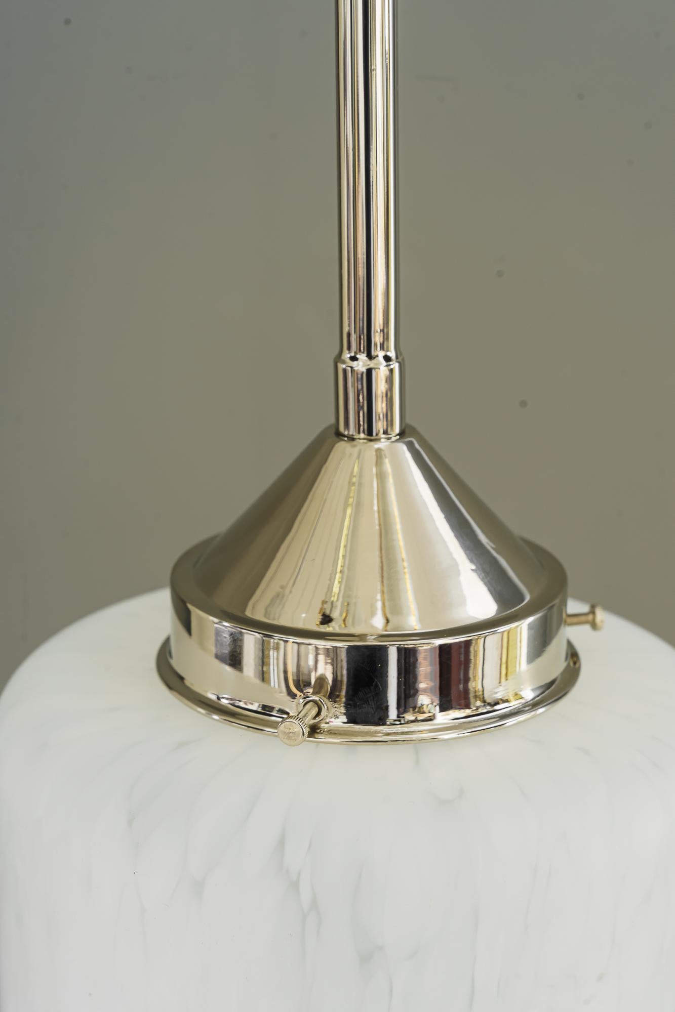 Nickel-Plated Art Deco Pendant with Glass Shade Vienna Around 1920s For Sale 11