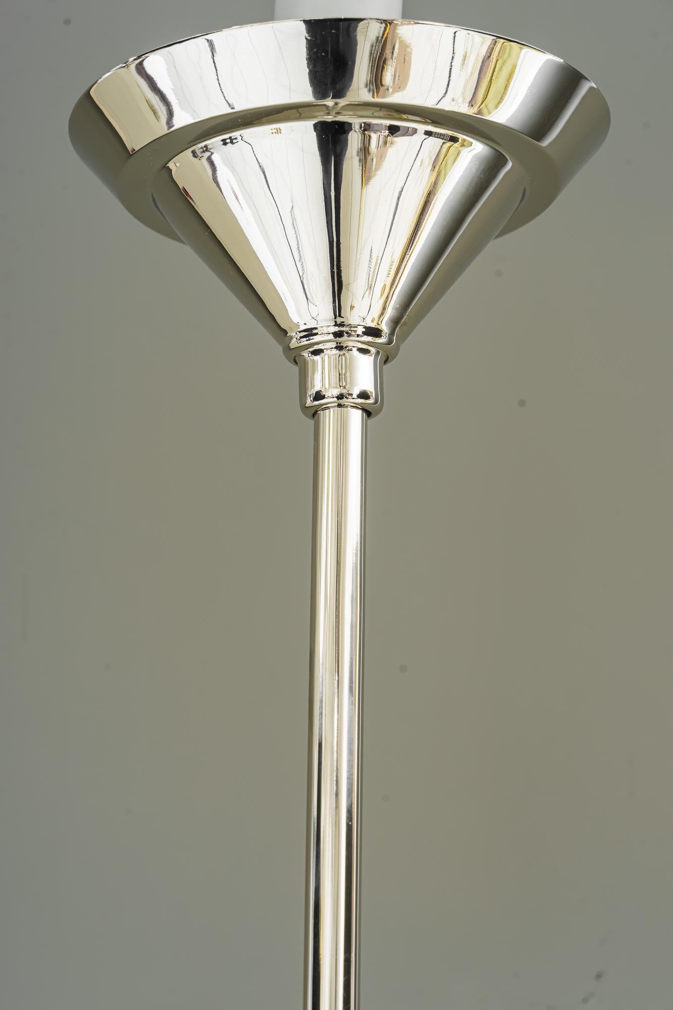 Nickel-Plated Art Deco Pendant with Glass Shade Vienna Around 1920s For Sale 2