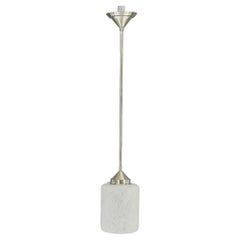 Antique Nickel-Plated Art Deco Pendant with Glass Shade Vienna Around 1920s