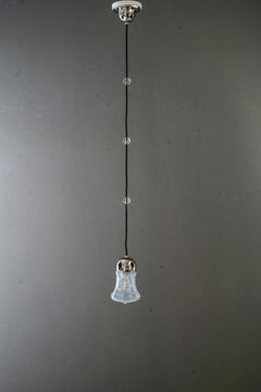Nickel-Plated Art Deco pendant with original old opaline glass around 1920s