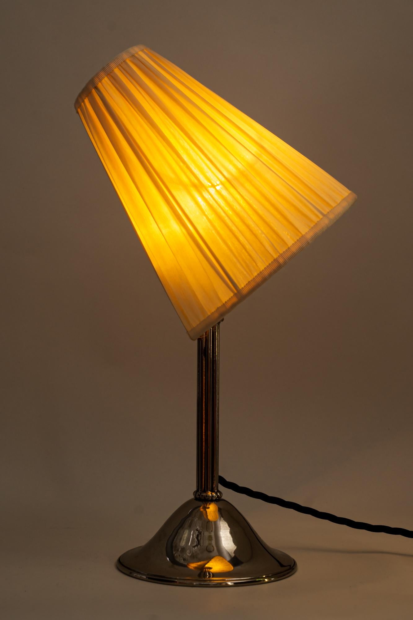 Nickel - Plated Art Deco Table Lamp with Fabric Shade, Around 1920s 6