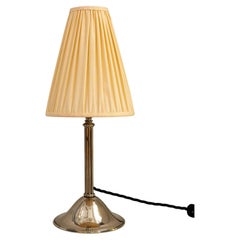 Nickel - Plated Art Deco Table Lamp with Fabric Shade, Around 1920s