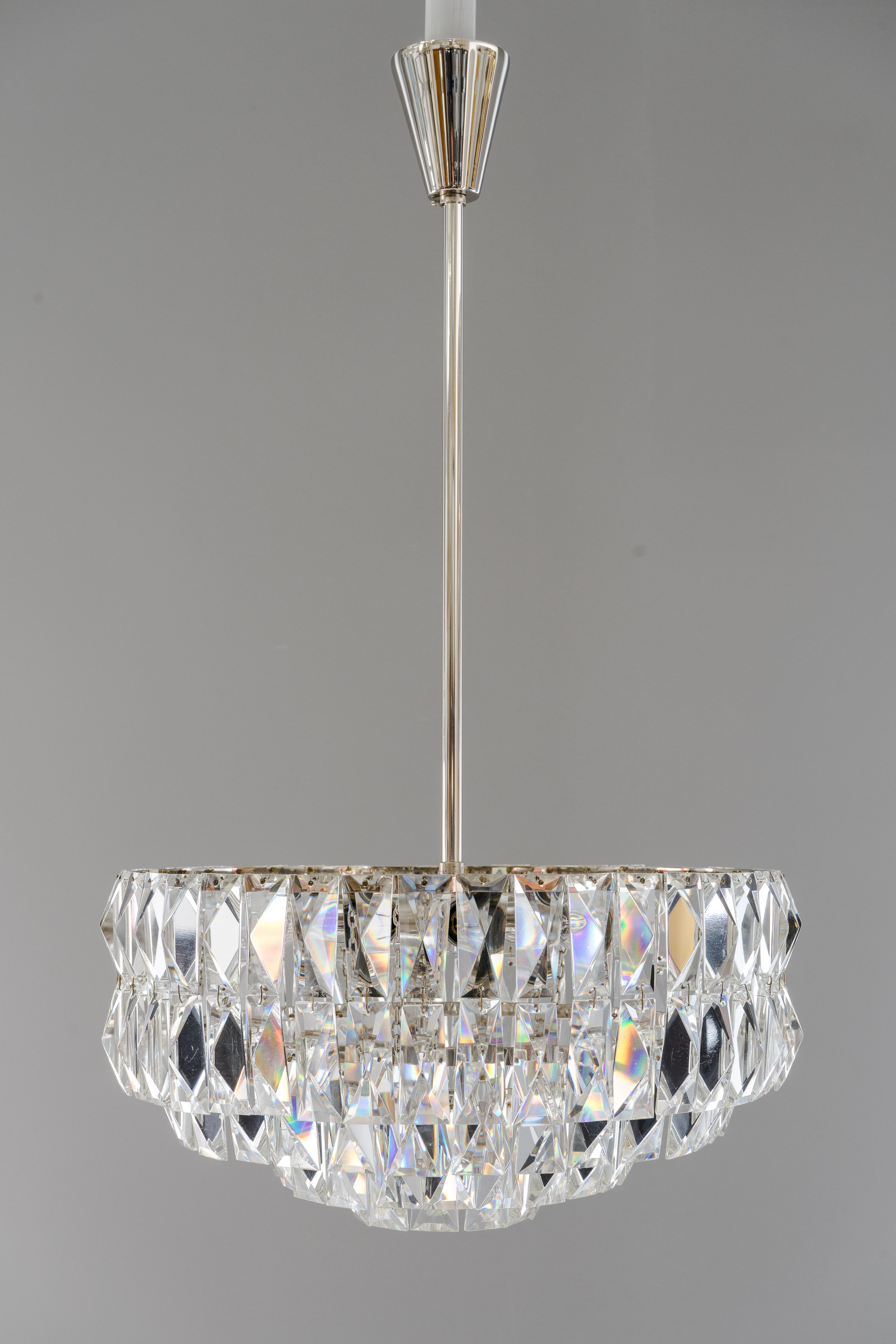 Nickel-Plated Bakalowits Crystal Chandelier, circa 1960s For Sale 4