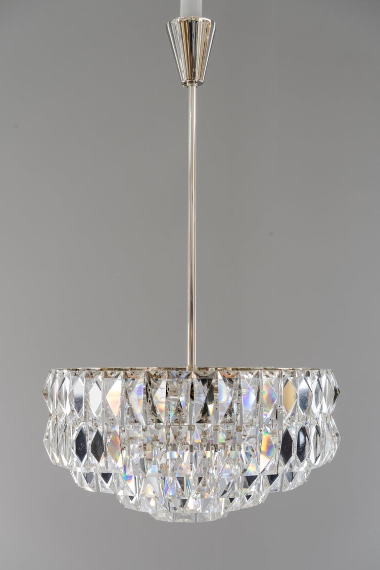 Nickel-Plated Bakalowits Crystal Chandelier, circa 1960s For Sale at 1stDibs