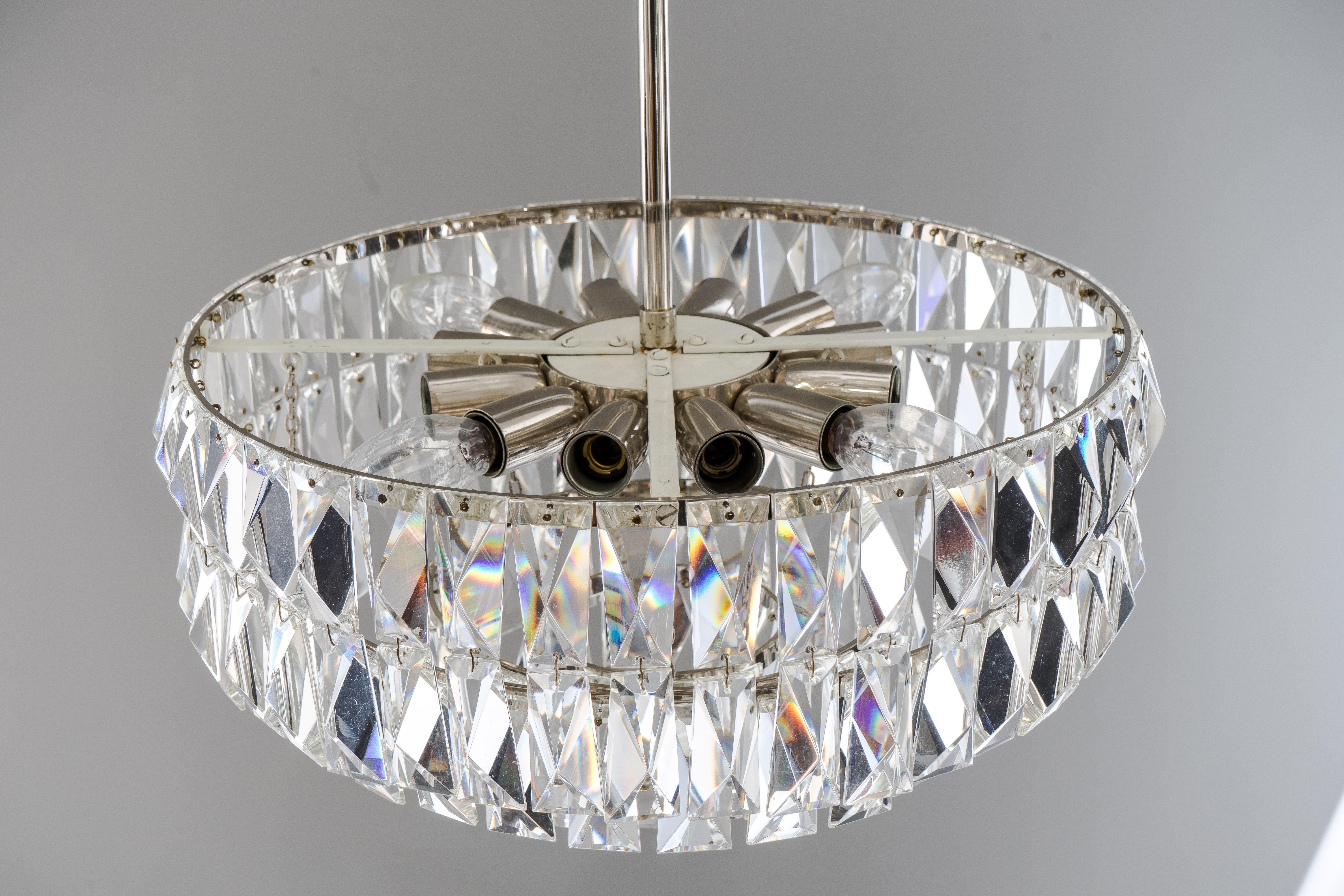 Nickel-Plated Bakalowits Crystal Chandelier, circa 1960s For Sale 5