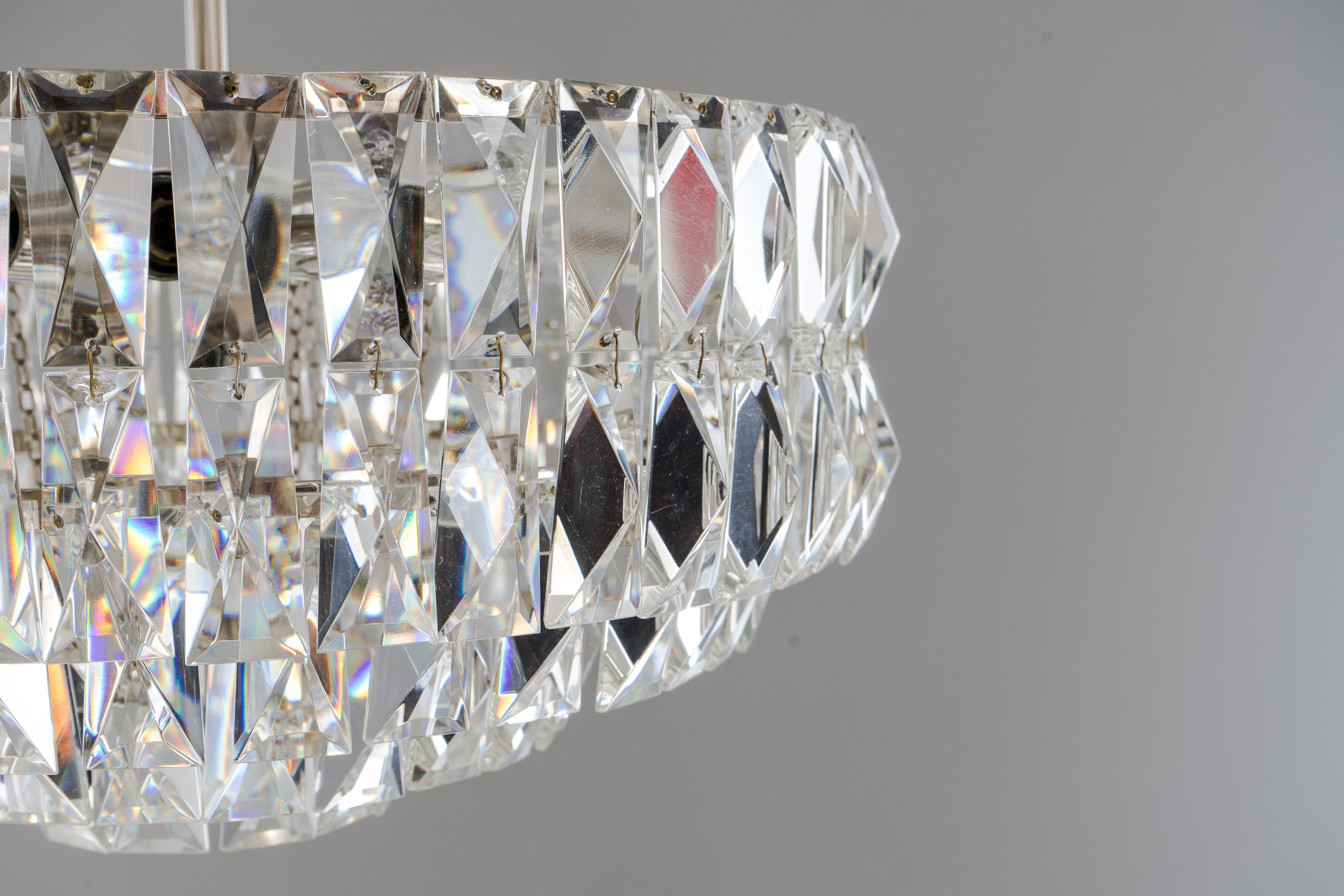 Nickel-Plated Bakalowits Crystal Chandelier, circa 1960s For Sale 6