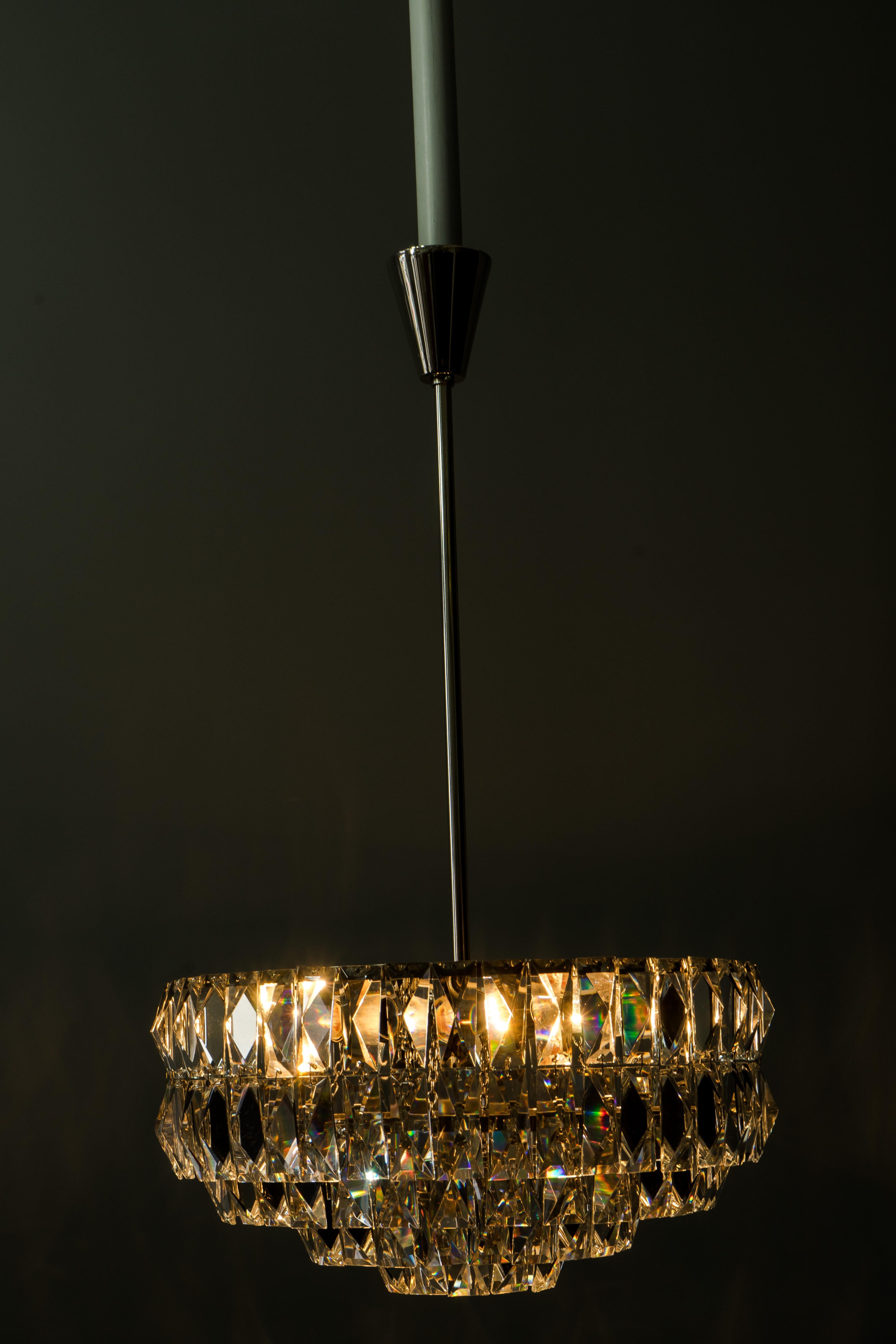 Nickel-Plated Bakalowits Crystal Chandelier, circa 1960s For Sale 7