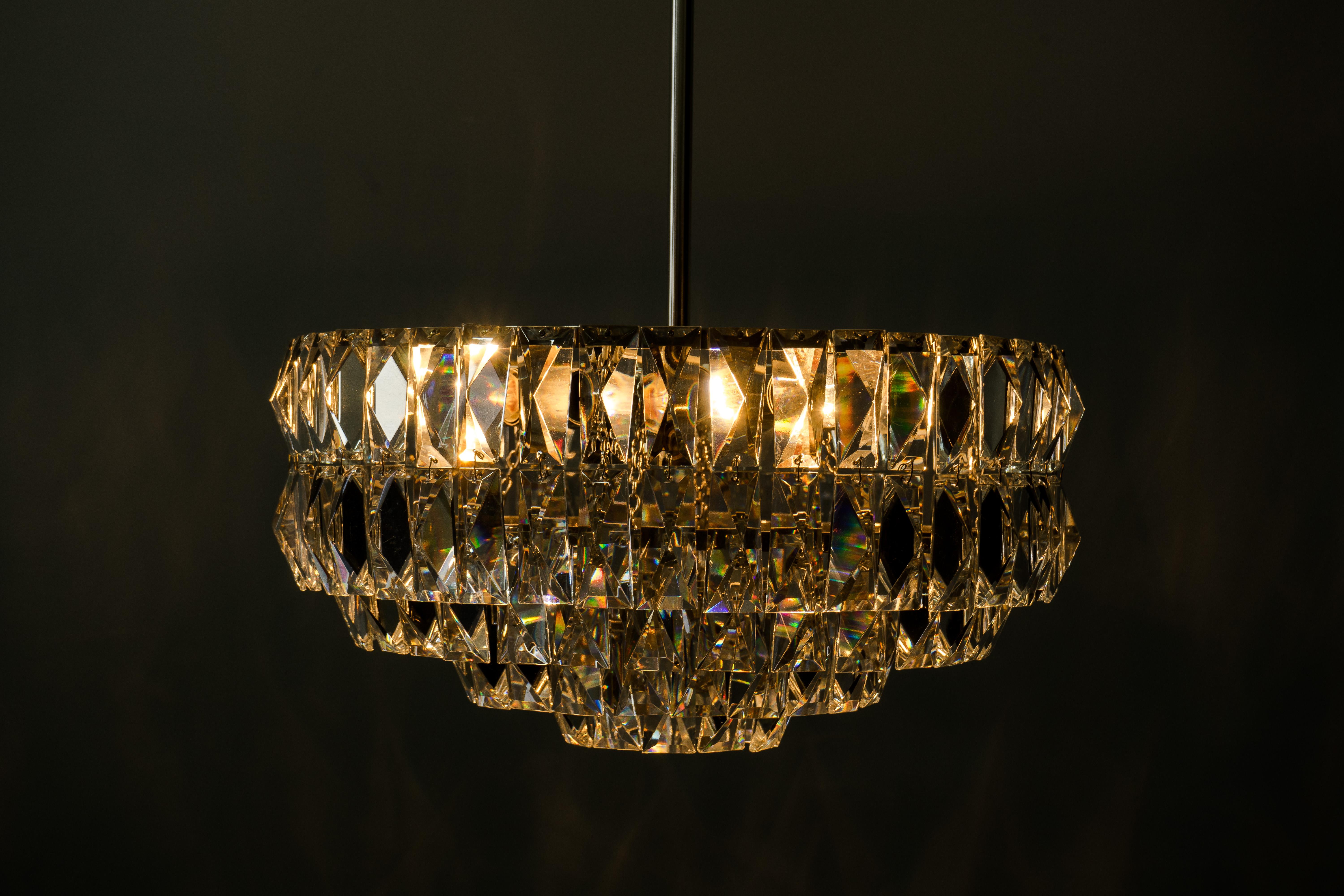 Nickel-Plated Bakalowits Crystal Chandelier, circa 1960s For Sale 8