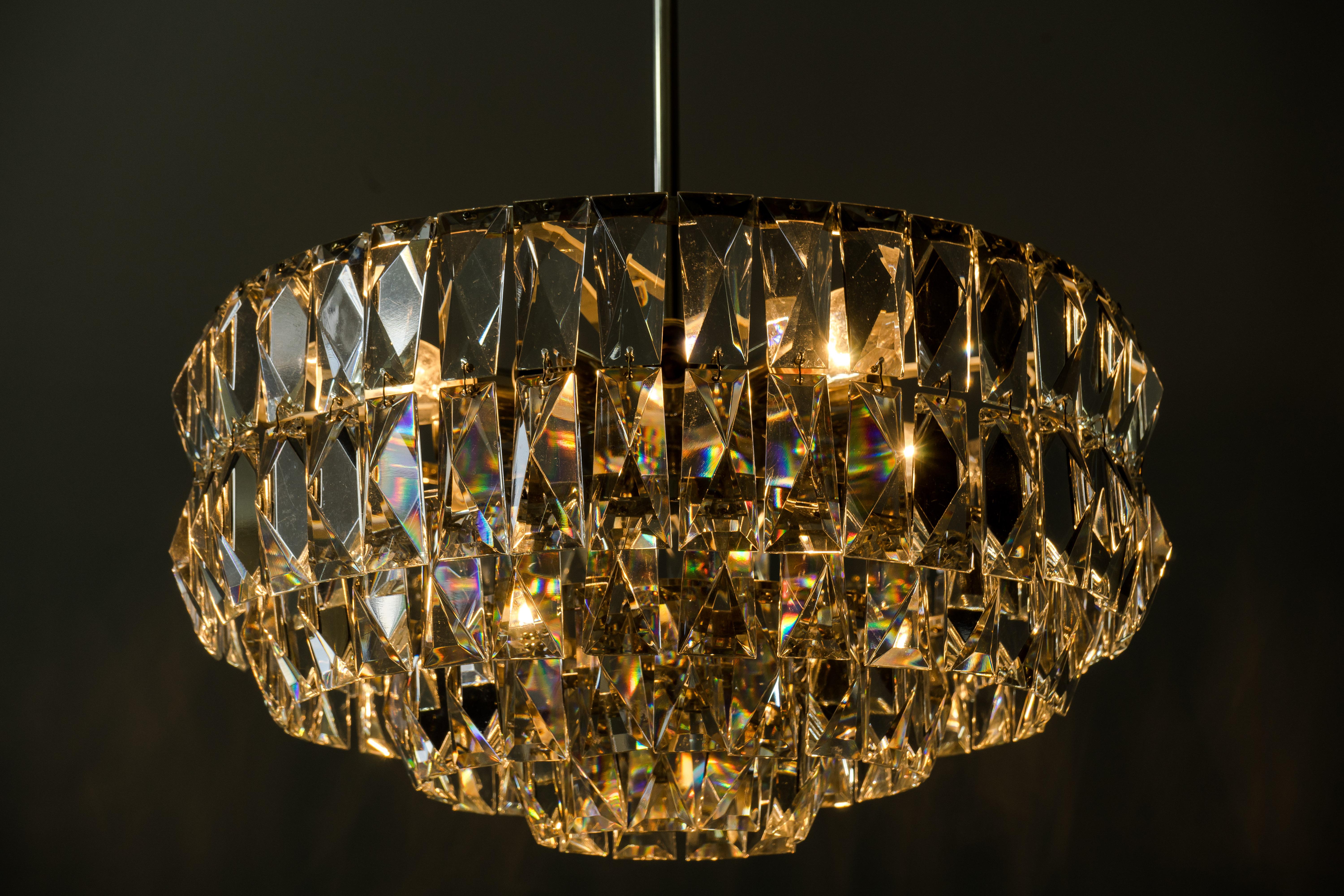 Nickel-Plated Bakalowits Crystal Chandelier, circa 1960s For Sale 9