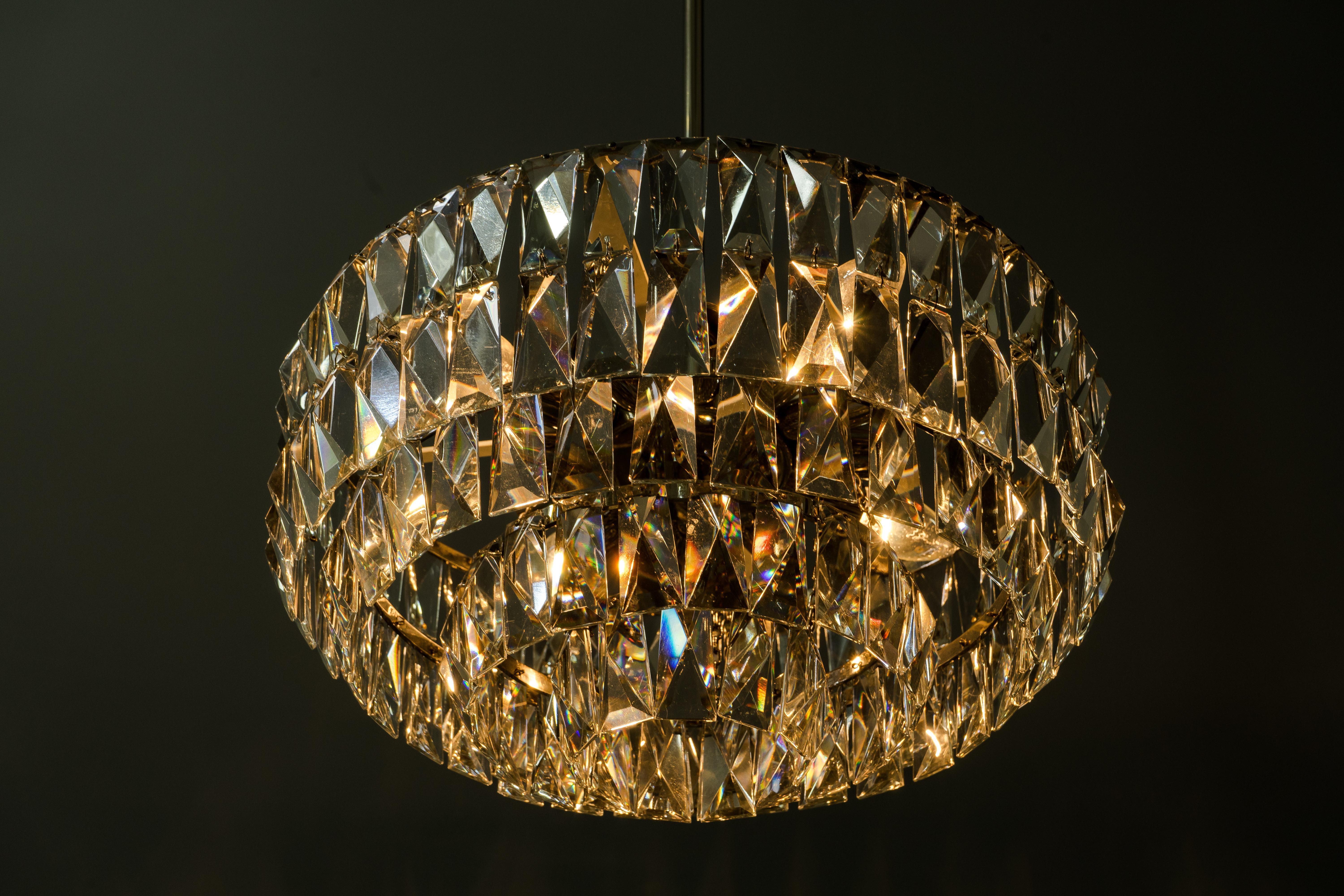 Nickel-Plated Bakalowits Crystal Chandelier, circa 1960s For Sale 12