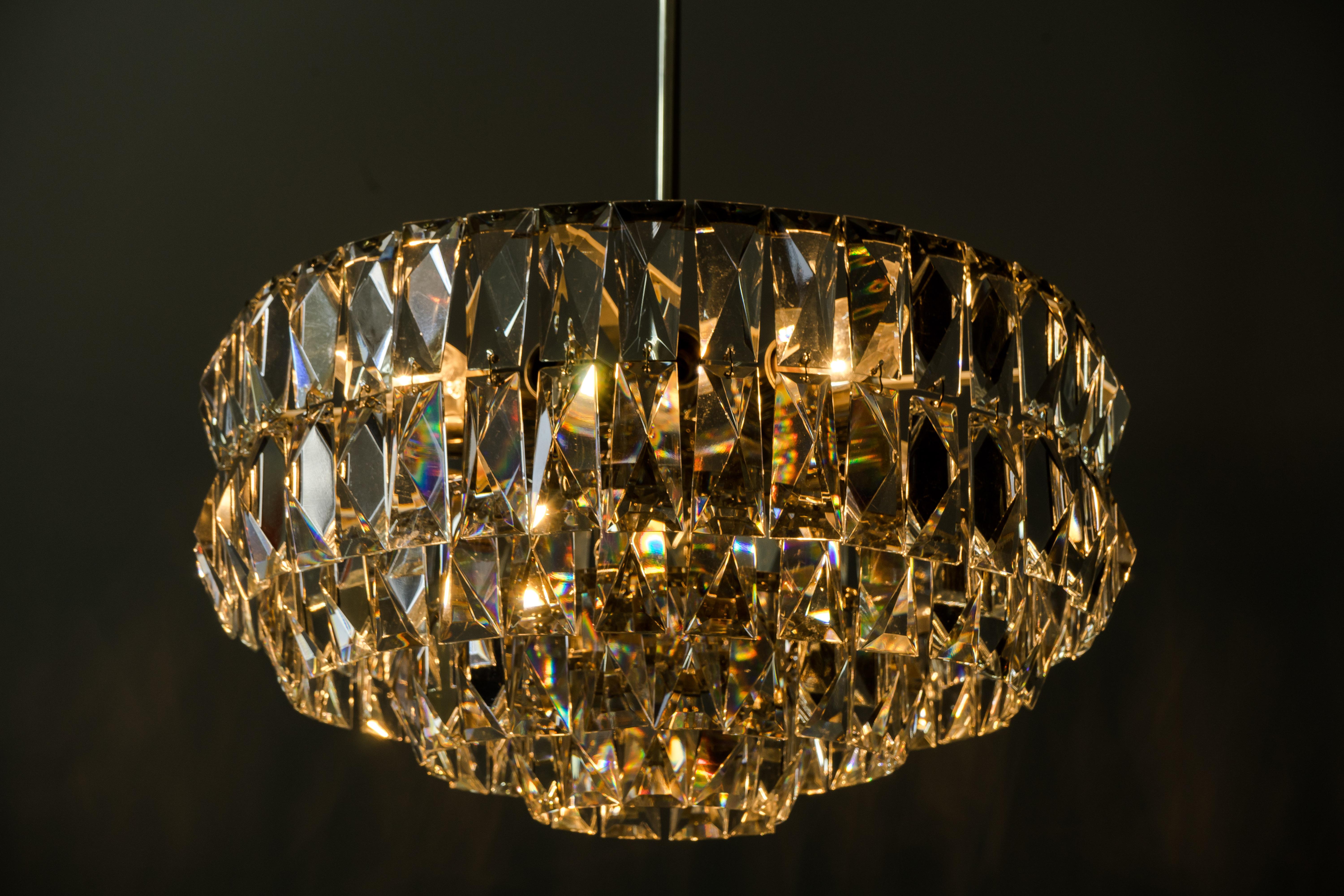 Nickel-Plated Bakalowits Crystal Chandelier, circa 1960s For Sale 13