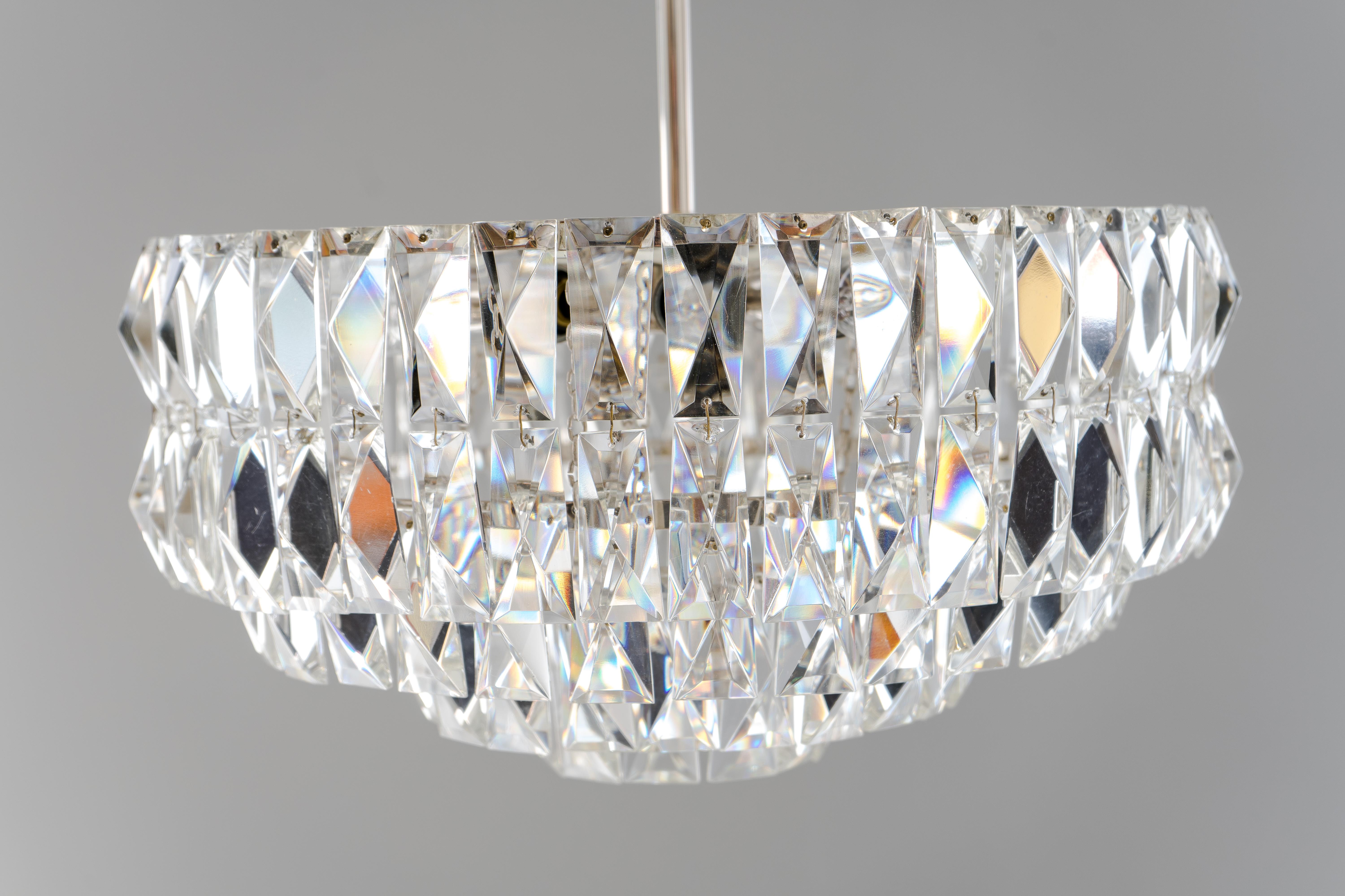 Mid-20th Century Nickel-Plated Bakalowits Crystal Chandelier, circa 1960s For Sale