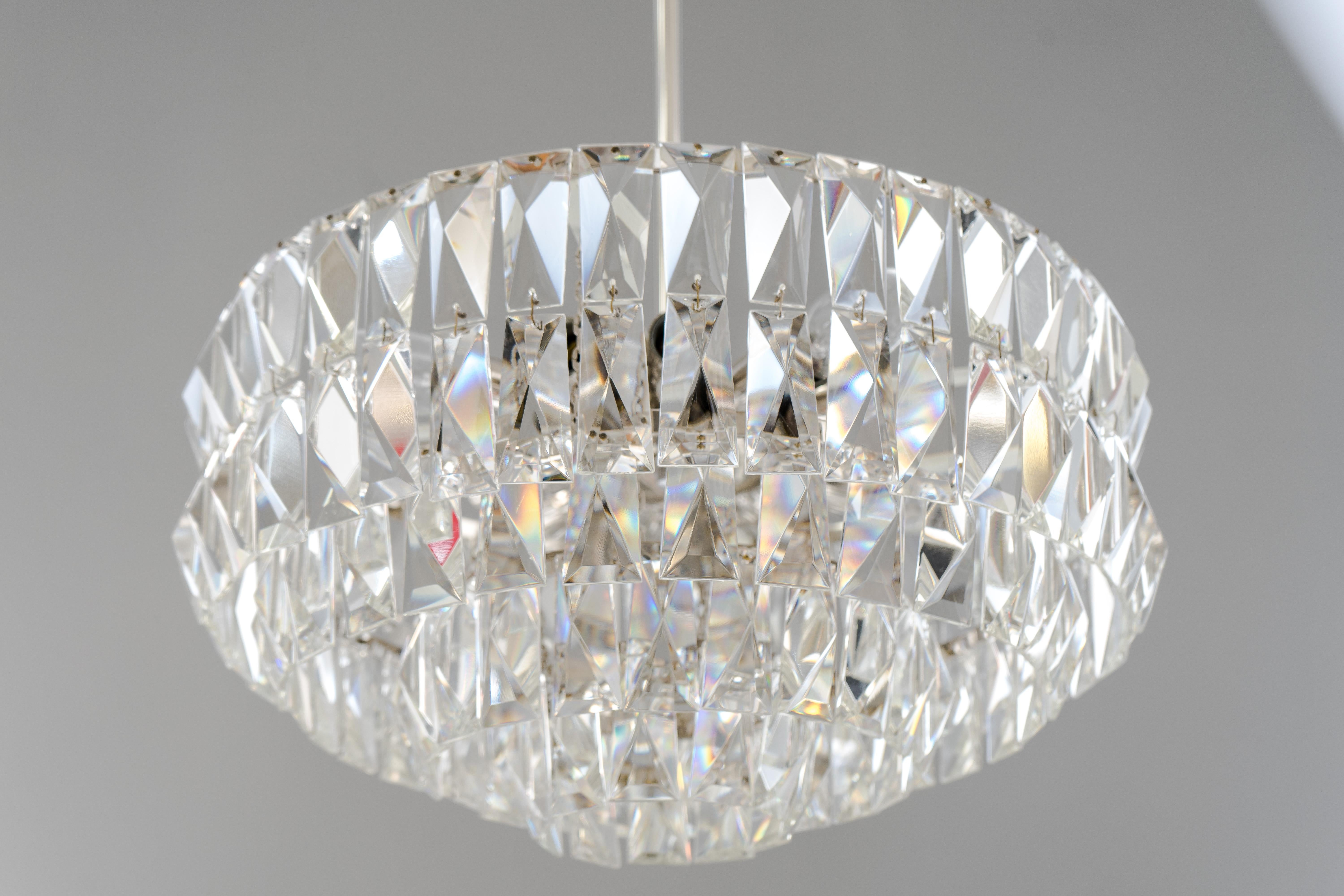 Nickel-Plated Bakalowits Crystal Chandelier, circa 1960s For Sale 1
