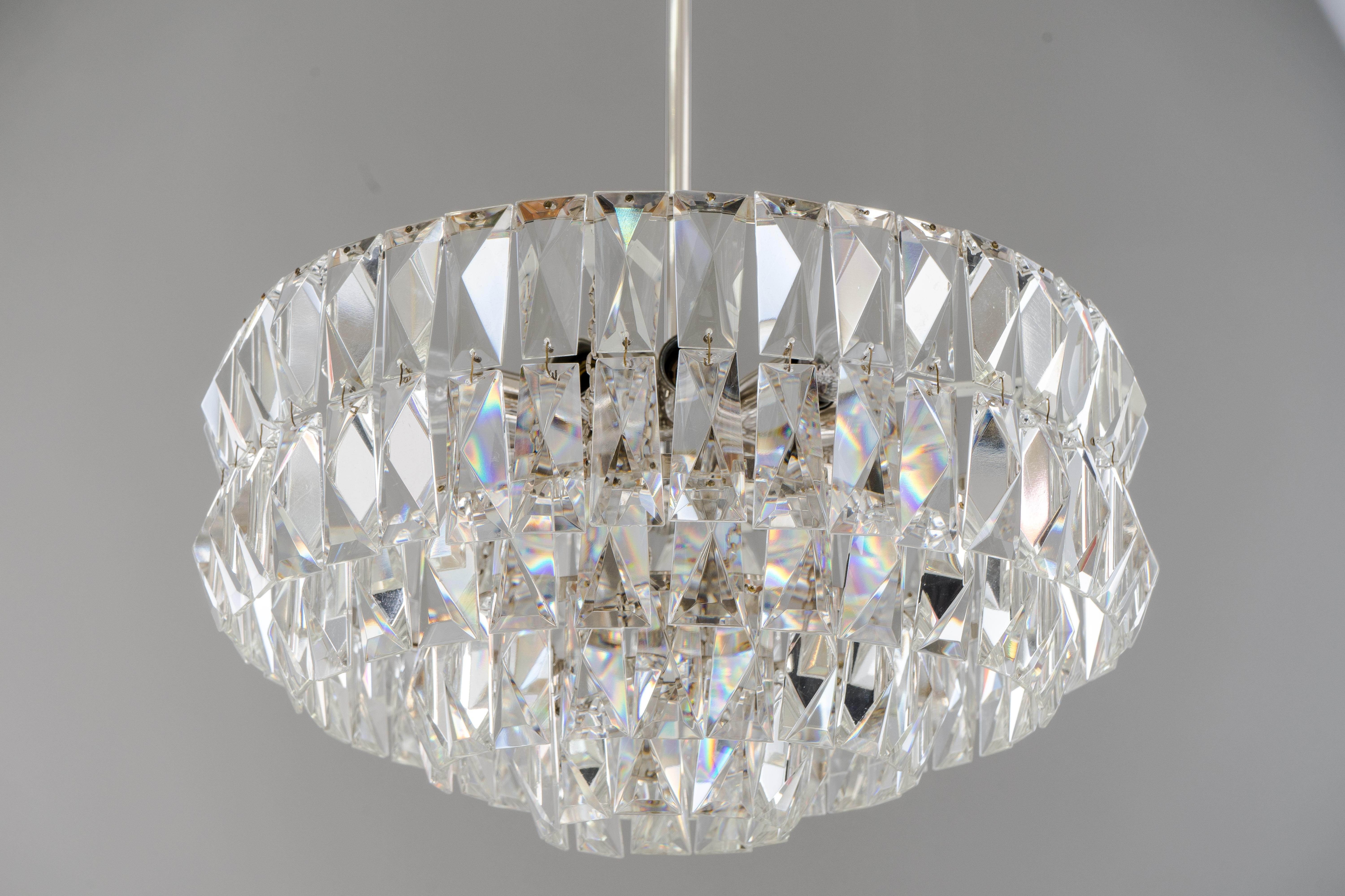 Nickel-Plated Bakalowits Crystal Chandelier, circa 1960s For Sale 2