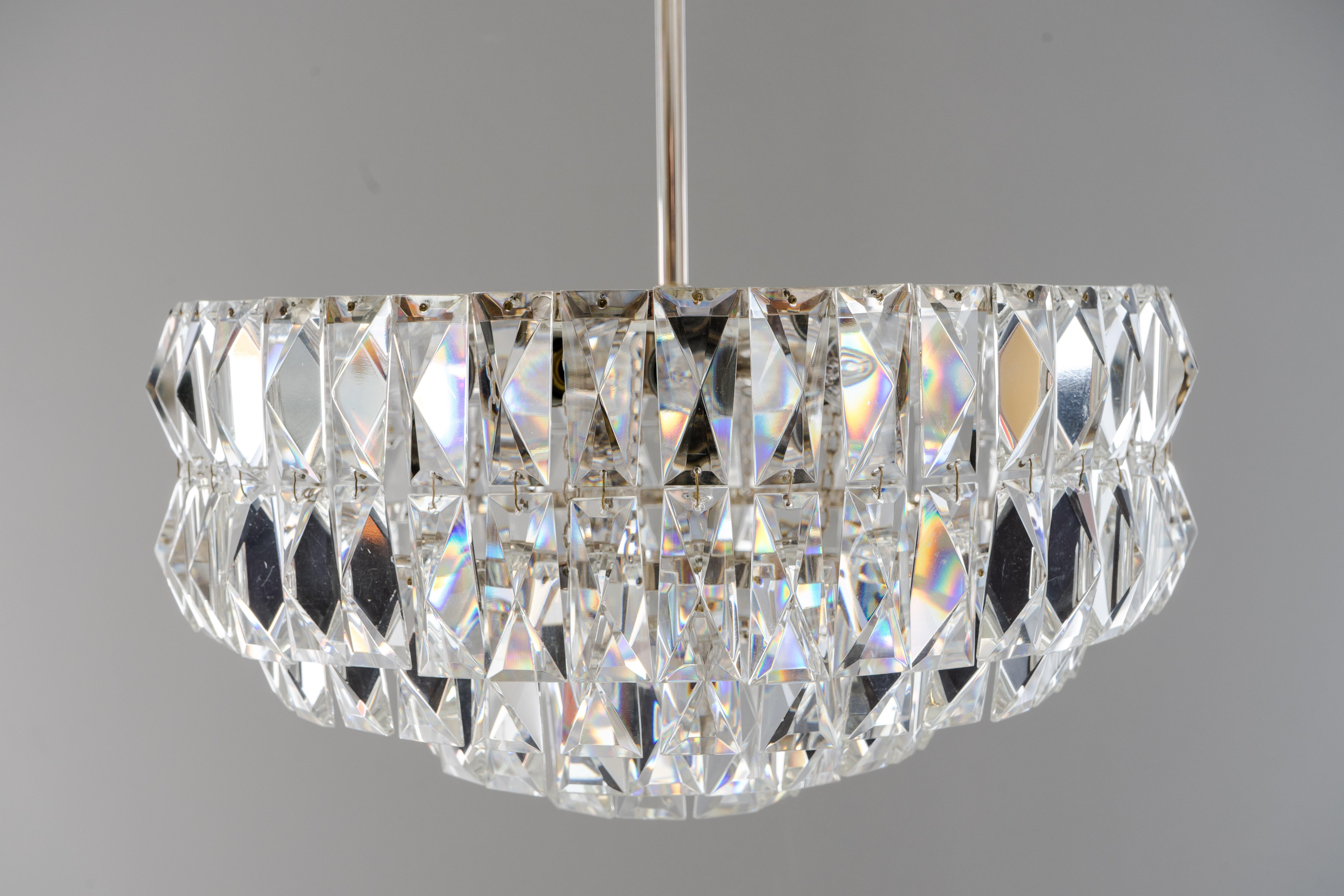 Nickel-Plated Bakalowits Crystal Chandelier, circa 1960s For Sale 3