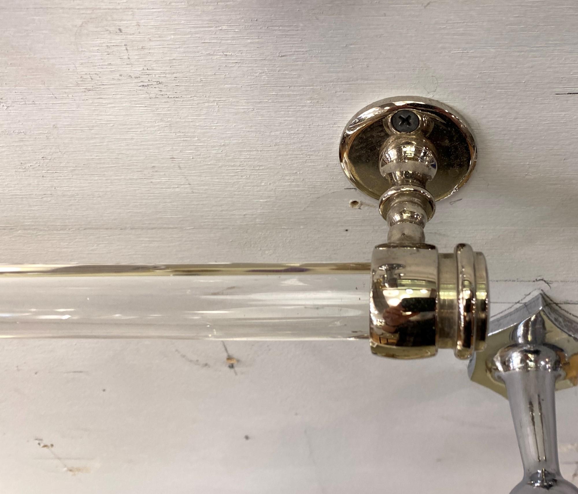 20th Century Nickel Plated Bath Clear Glass Towel Bar by Sterling Ham Co. England Mid-20th C.