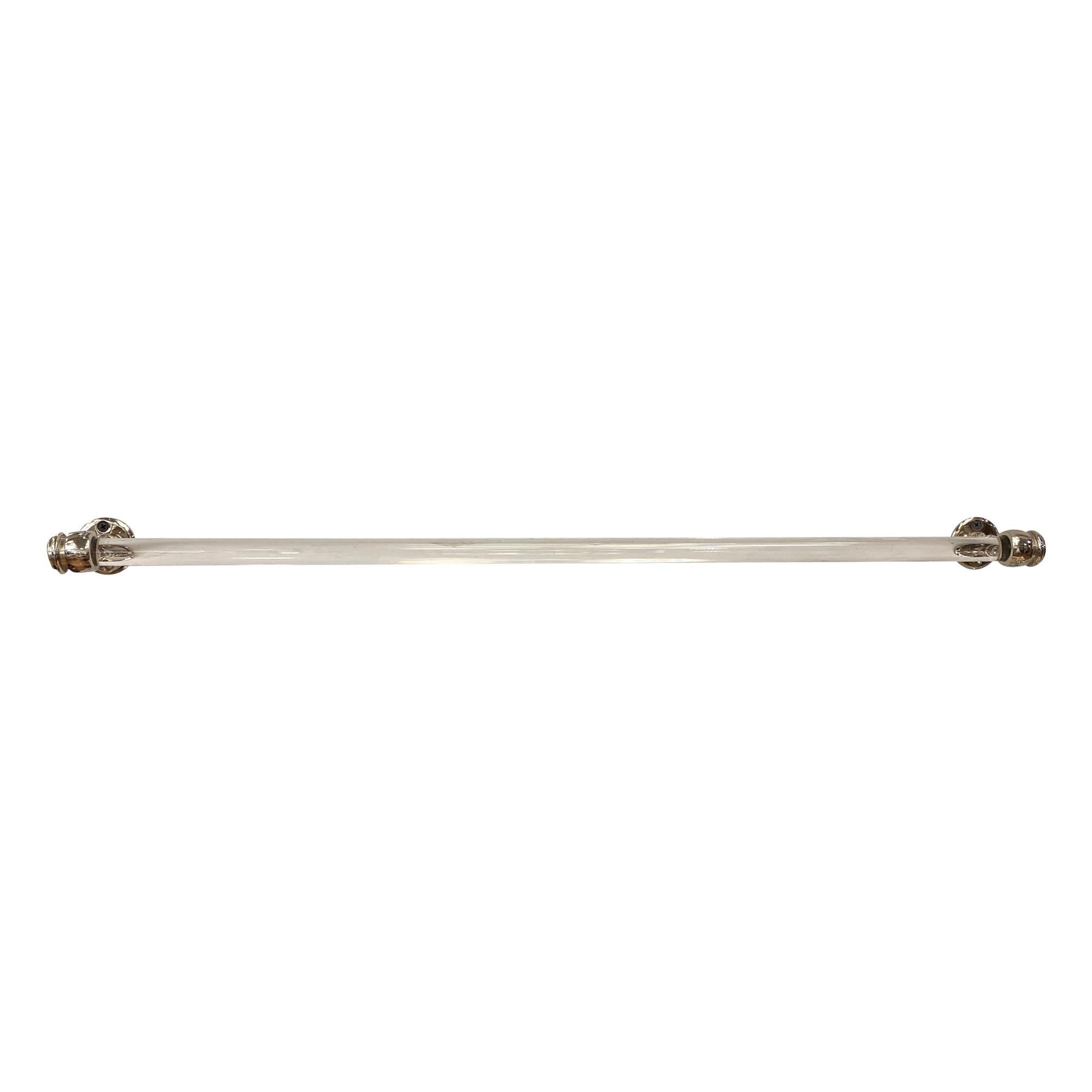 Nickel Plated Bath Clear Glass Towel Bar by Sterling Ham Co. England Mid-20th C.