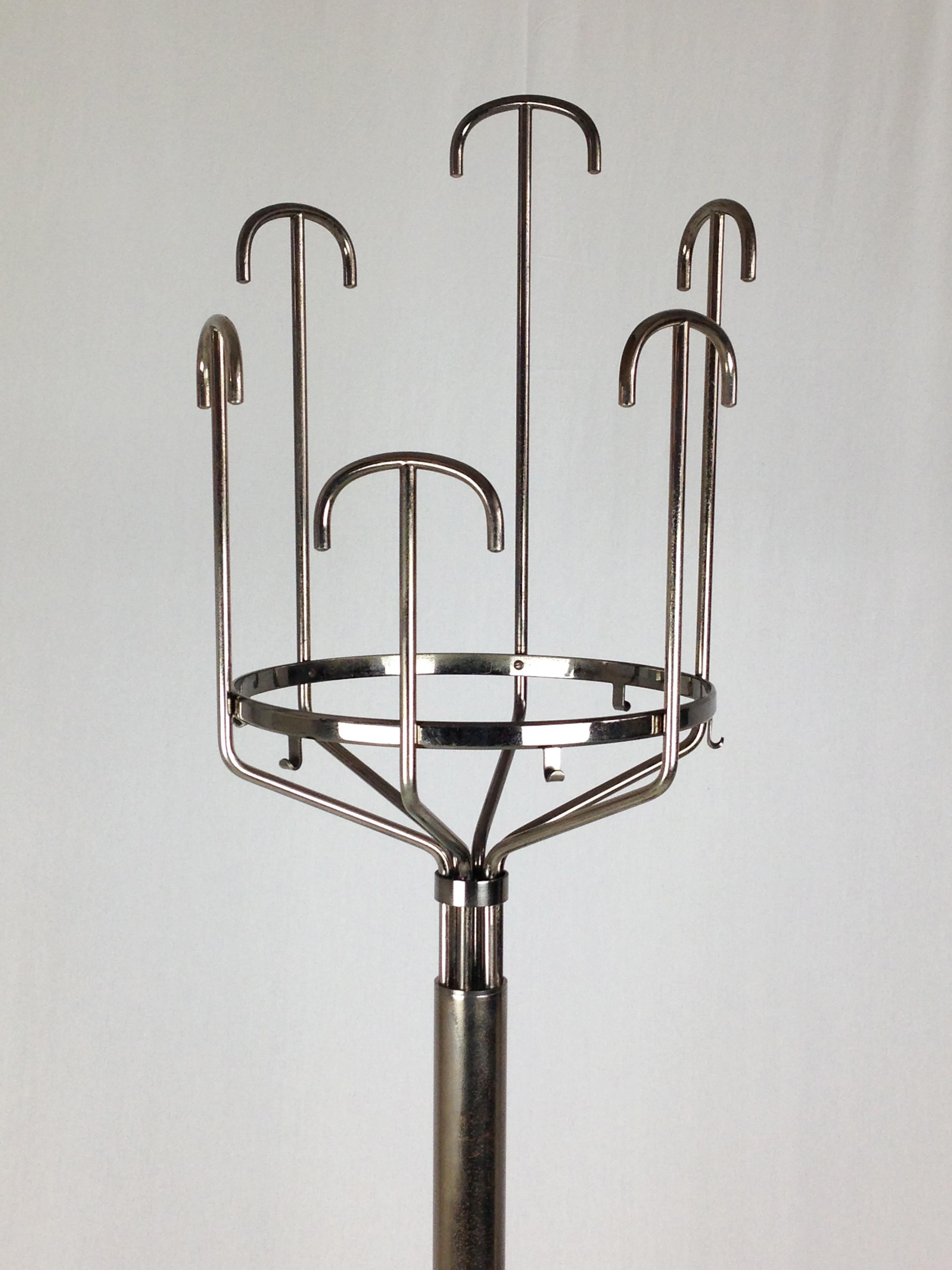 Italian Nickel-Plated Brass 1970s Floor Coat Hanger Melpomene by BBPR for Artemide For Sale