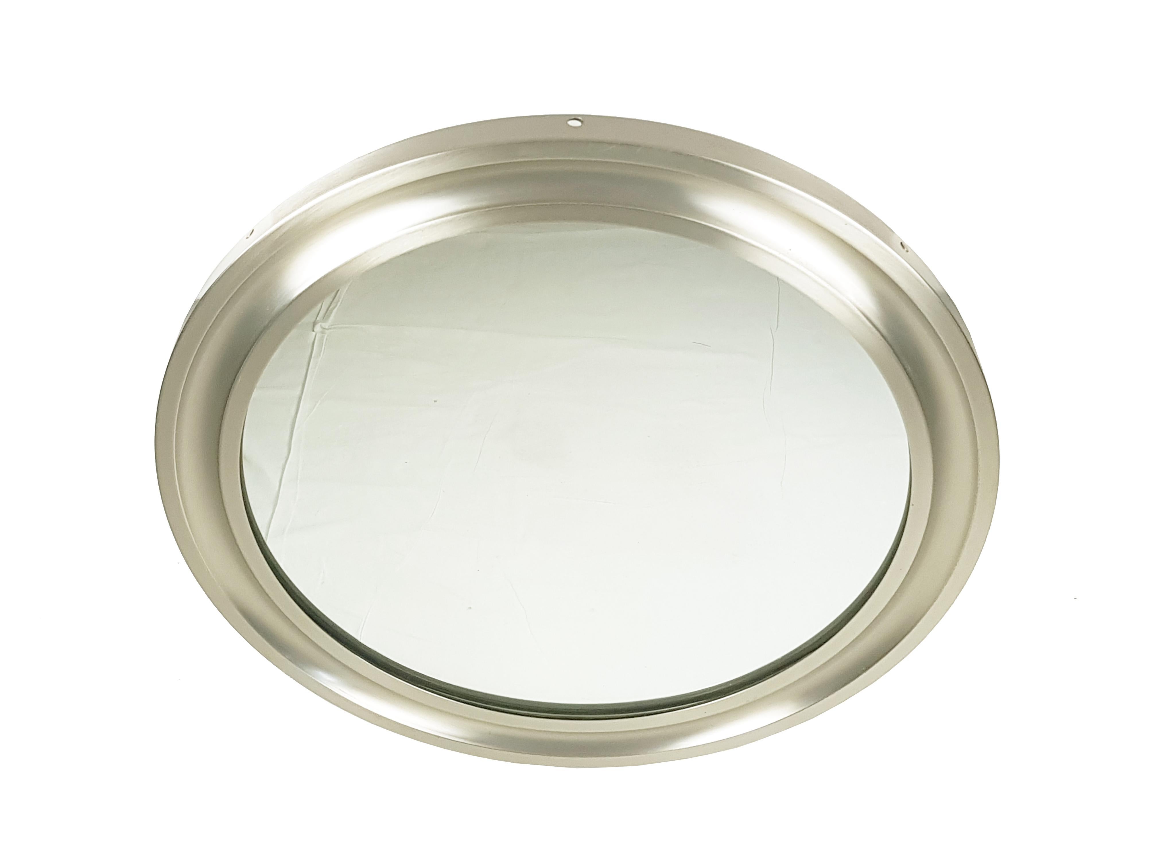Space Age Nickel Plated Brass and Black Metal Narcisso Mirror by Sergio Mazza for Artemide